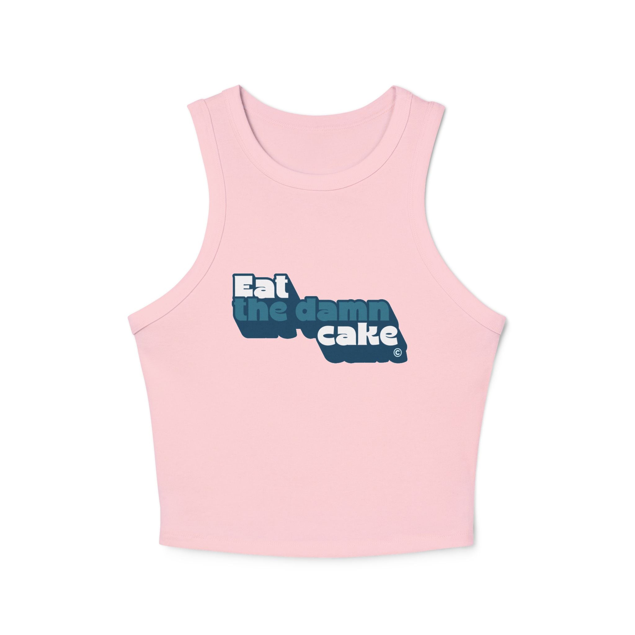 Eat the Damn Cake tank top (blue on blue)