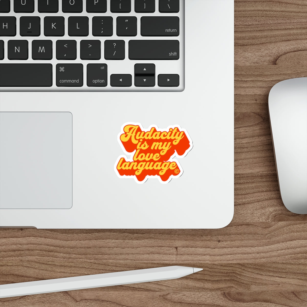 Audacity Is My Love Language Die-Cut Sticker (Bold Orange & Yellow)