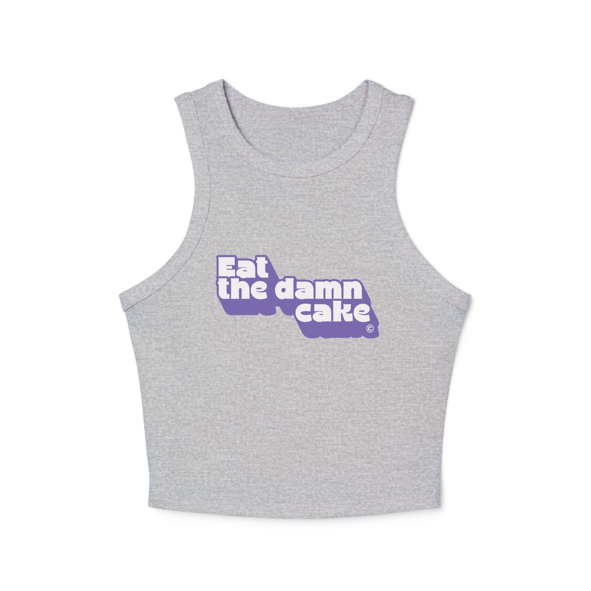 Eat the Damn Cake tank top (white on purple)