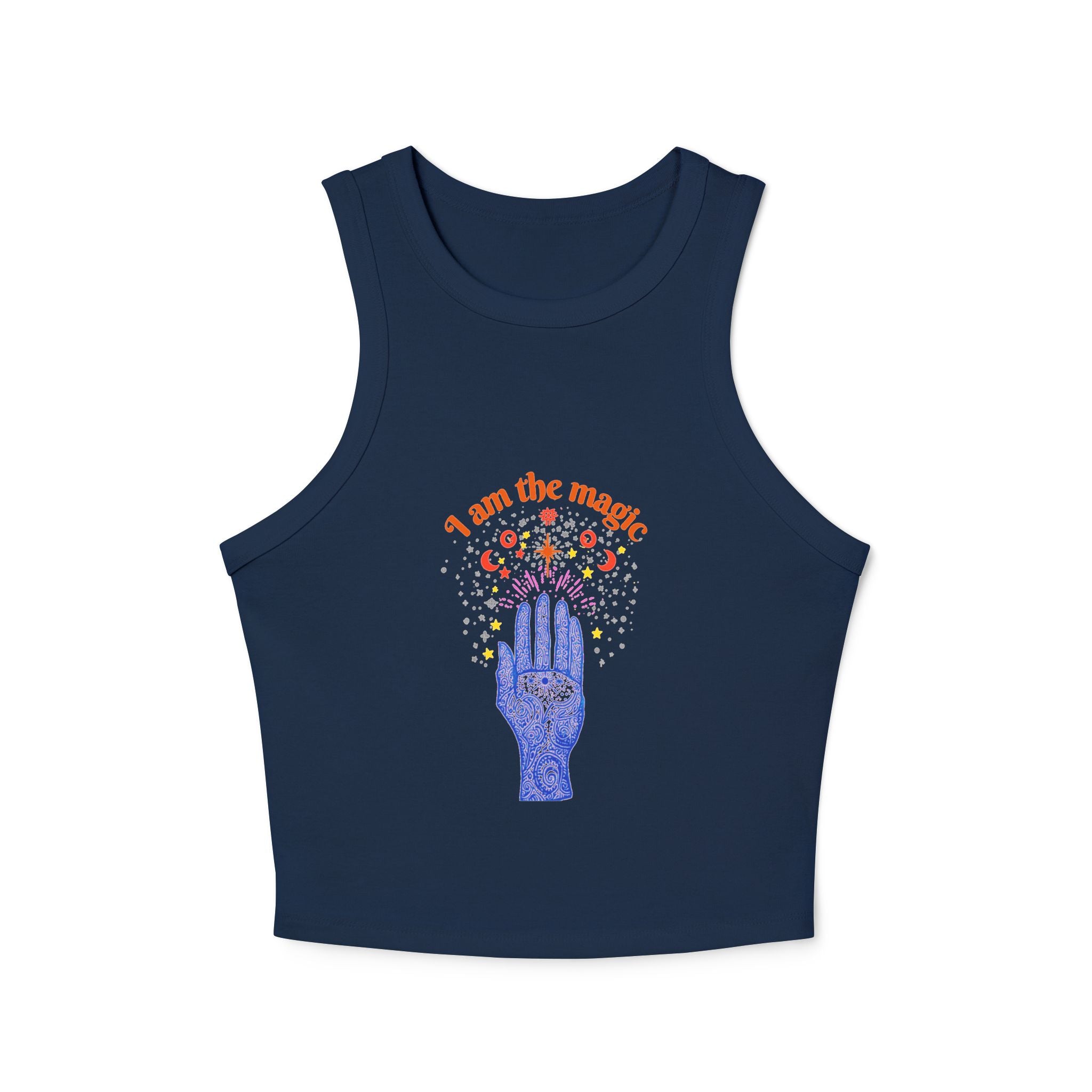 I Am The Moon hand illustration Tank Top | Floral celestial graphic