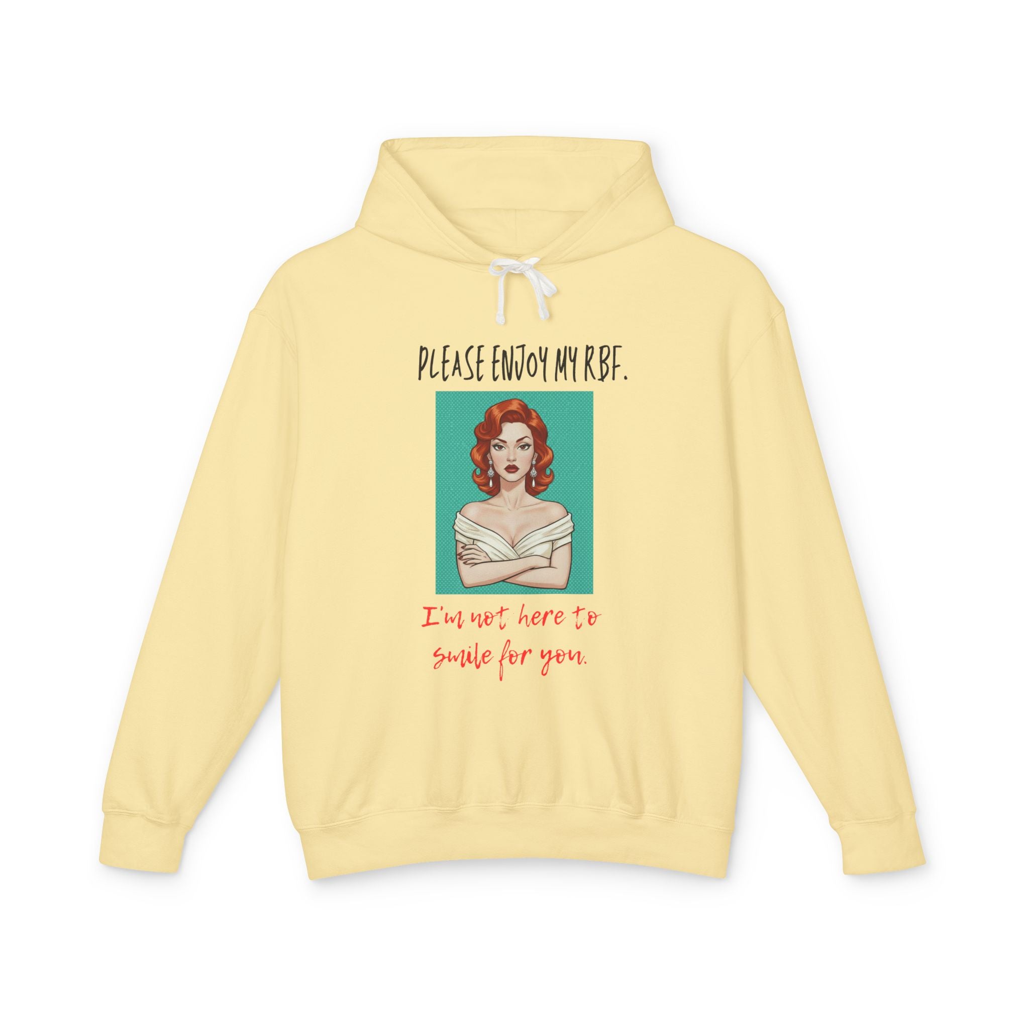 I'm Not Here To Smile For You Hoodie, Sassy RBF Pop Art Sweatshirt Women, Funny Resting Face Gift for Her, Retro Hooded Sweatshirt