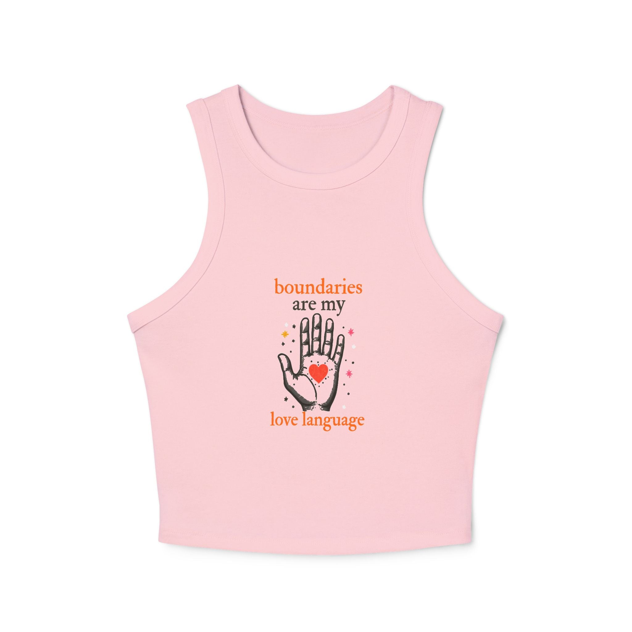 Boundaries Are My Love Language tank top | Hand graphic, heart, self care