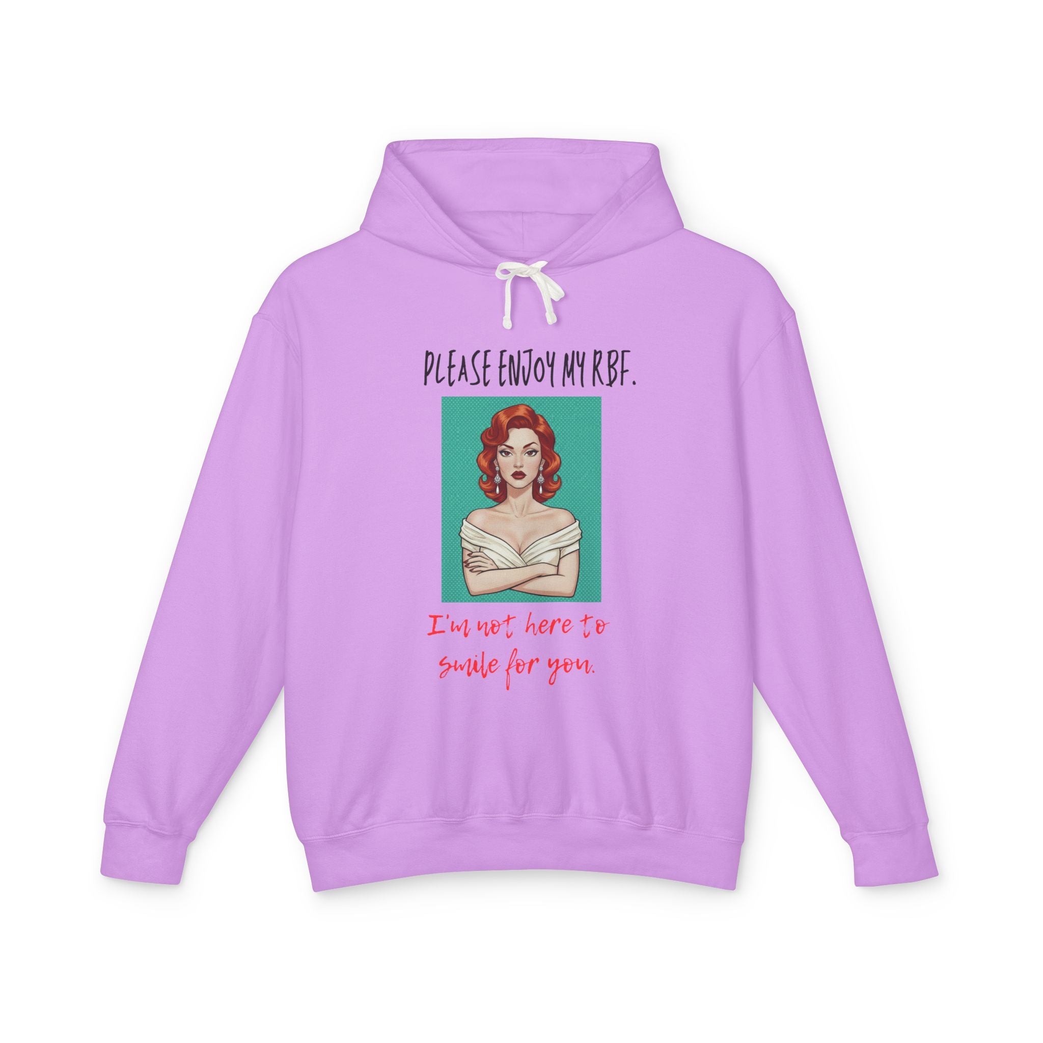 I'm Not Here To Smile For You Hoodie, Sassy RBF Pop Art Sweatshirt Women, Funny Resting Face Gift for Her, Retro Hooded Sweatshirt