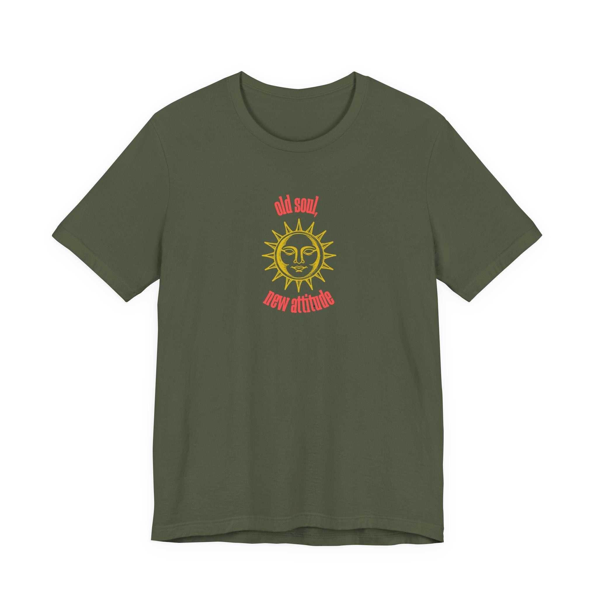 Old Soul New Attitude Shirt, Celestial Sun Graphic Tee for Women, Boho Vintage Gift, Sun Face T-Shirt, Star Moon Tee