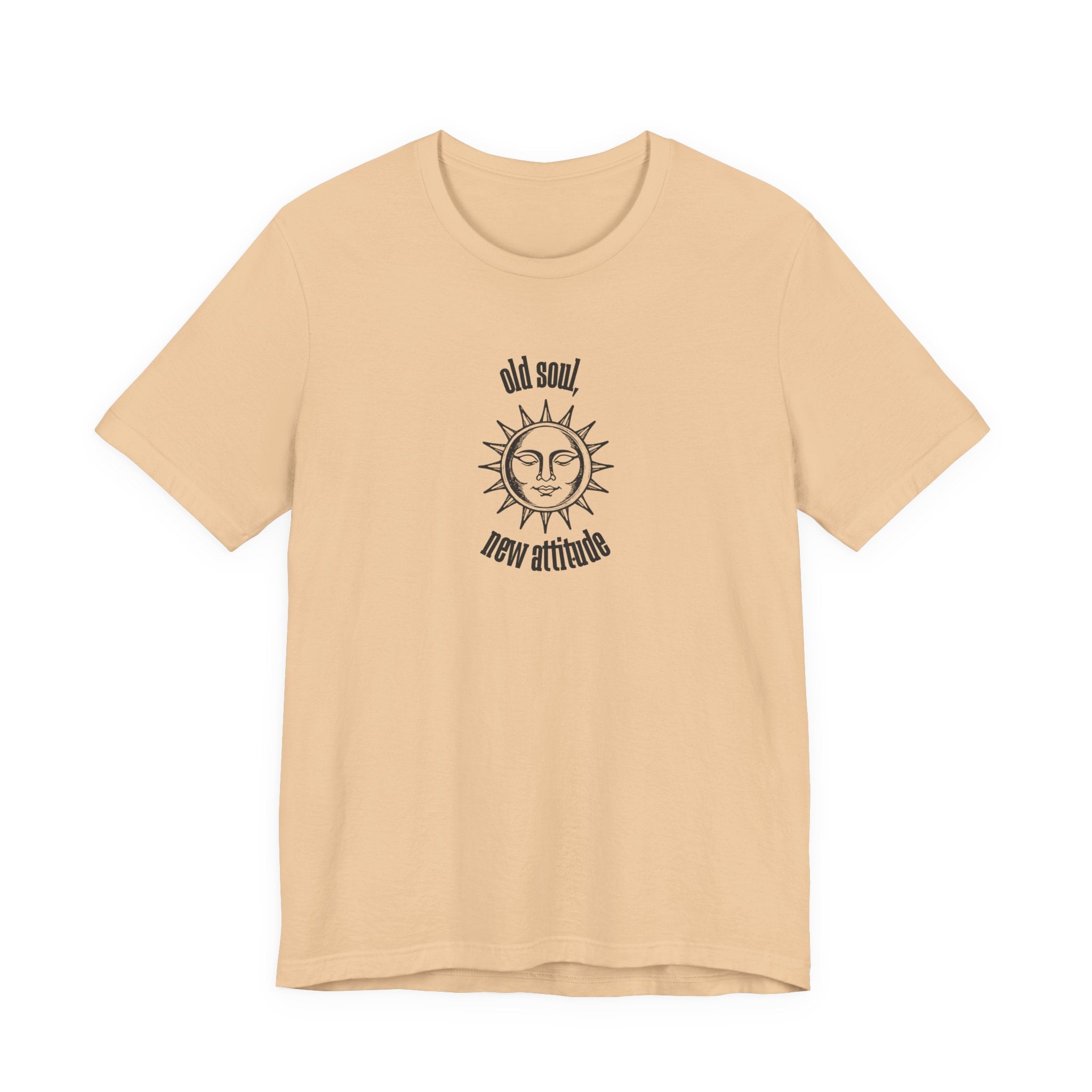 Old Soul New Attitude Shirt, Celestial Sun Graphic Tee for Women, Boho Vintage Gift, Sun Face T-Shirt, Star Moon Tee
