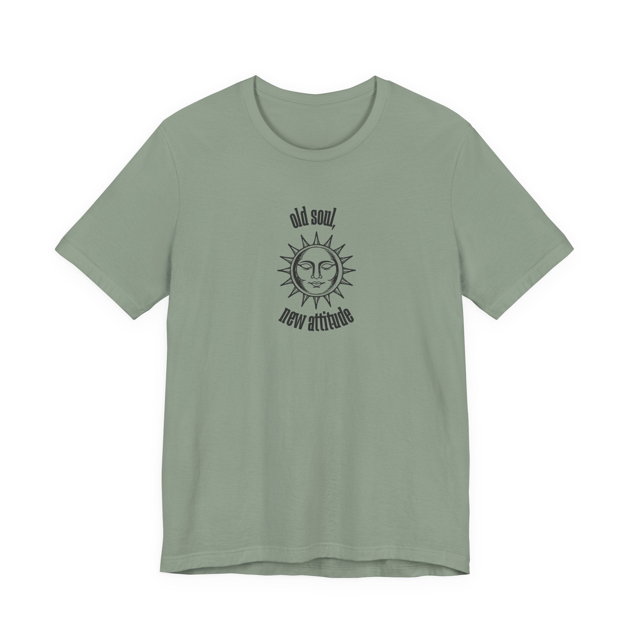 Old Soul New Attitude Shirt, Celestial Sun Graphic Tee for Women, Boho Vintage Gift, Sun Face T-Shirt, Star Moon Tee