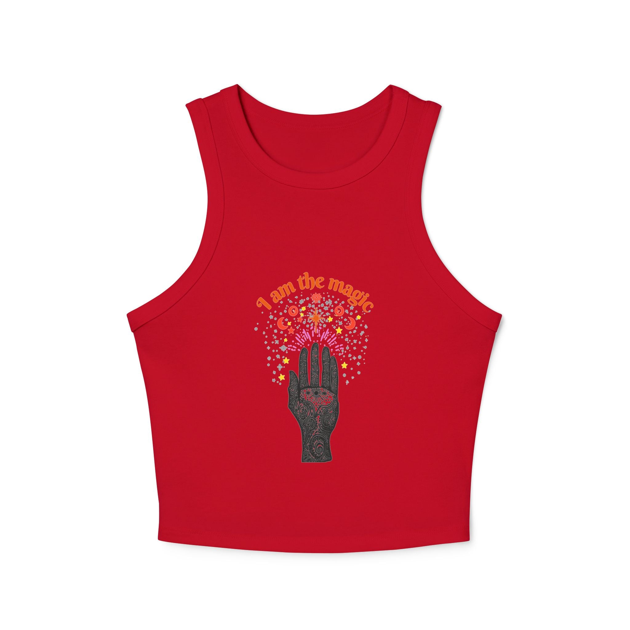 I Am The Moon hand illustration Tank Top | Floral celestial graphic