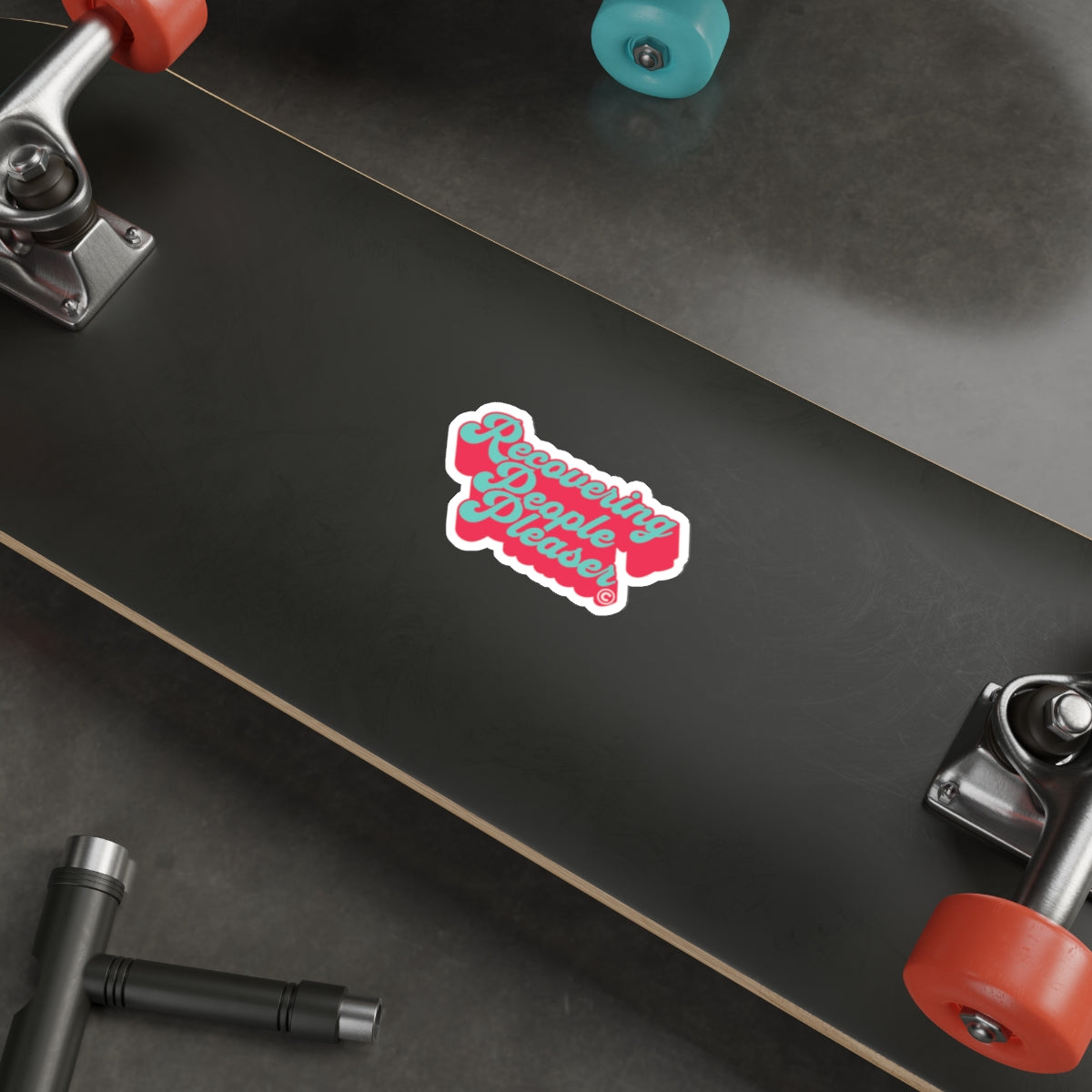Recovering People Pleaser Die-Cut Sticker (Coral/Teal)