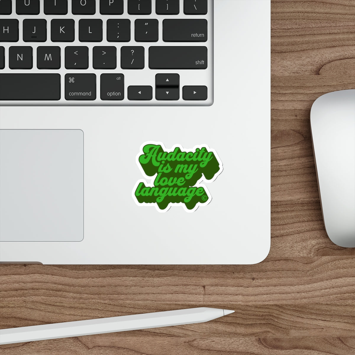 Audacity Is My Love Language Die-Cut Sticker (Green on Green)