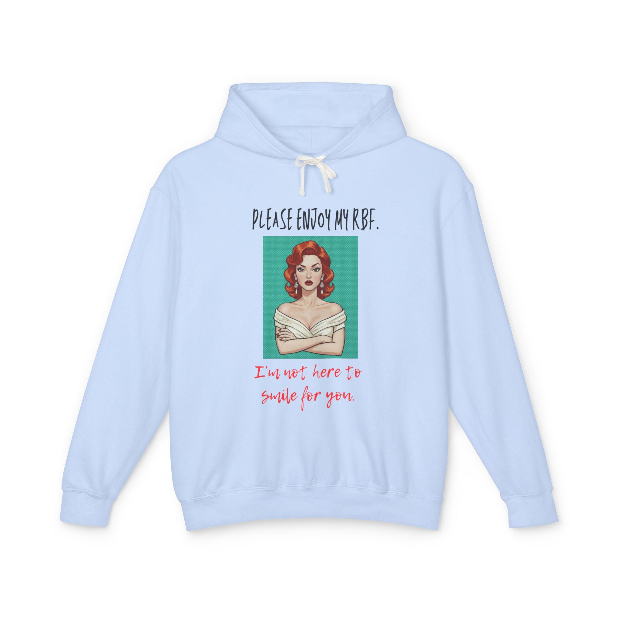 I'm Not Here To Smile For You Hoodie, Sassy RBF Pop Art Sweatshirt Women, Funny Resting Face Gift for Her, Retro Hooded Sweatshirt
