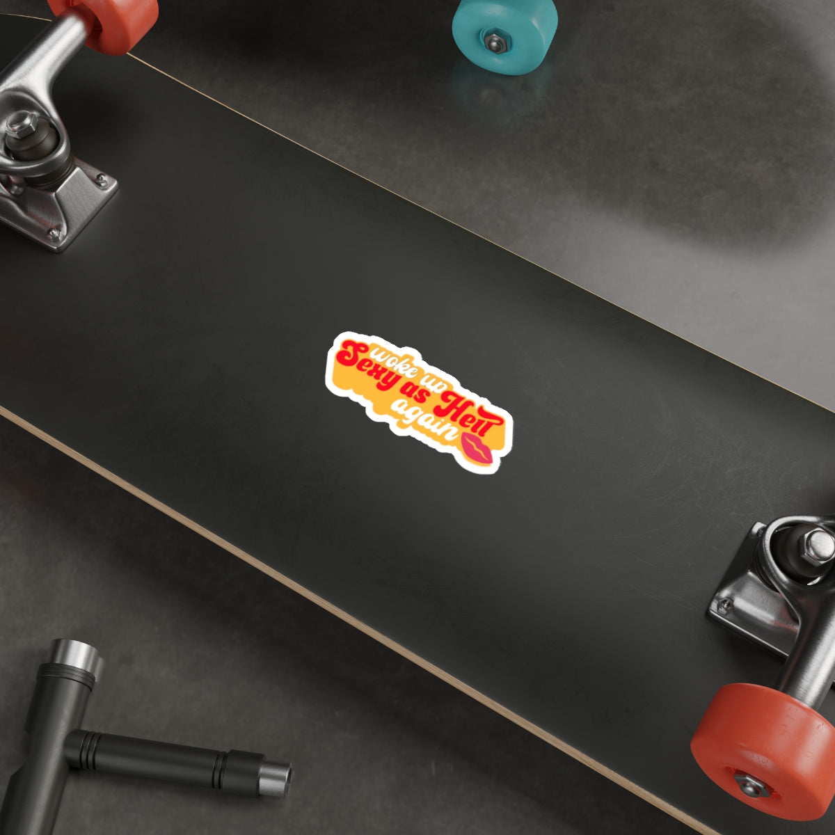 Woke Up Sexy as Hell Again Retro Lip Graphic Die-Cut Sticker