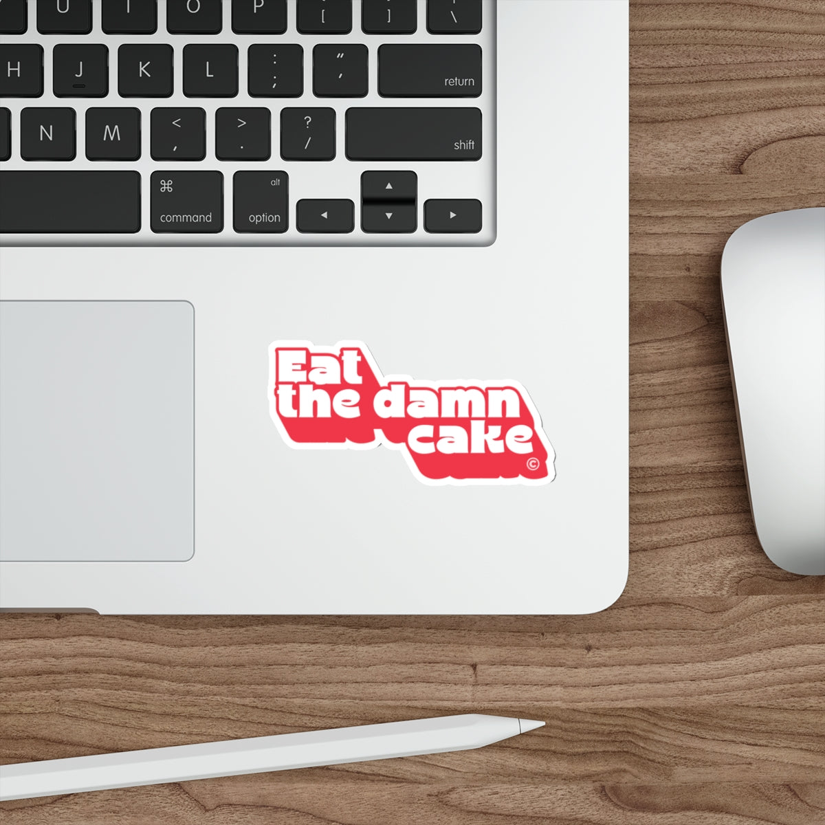 Eat the Damn Cake Bold Retro Script Die-Cut Sticker (Red)