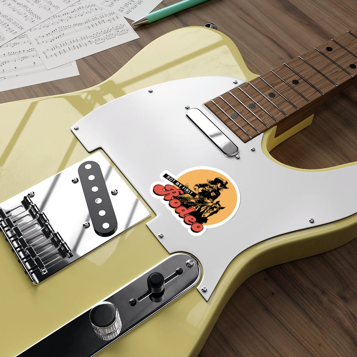 Not My First Rodeo Cowboy Sticker — Retro Western Die-Cut Sticker