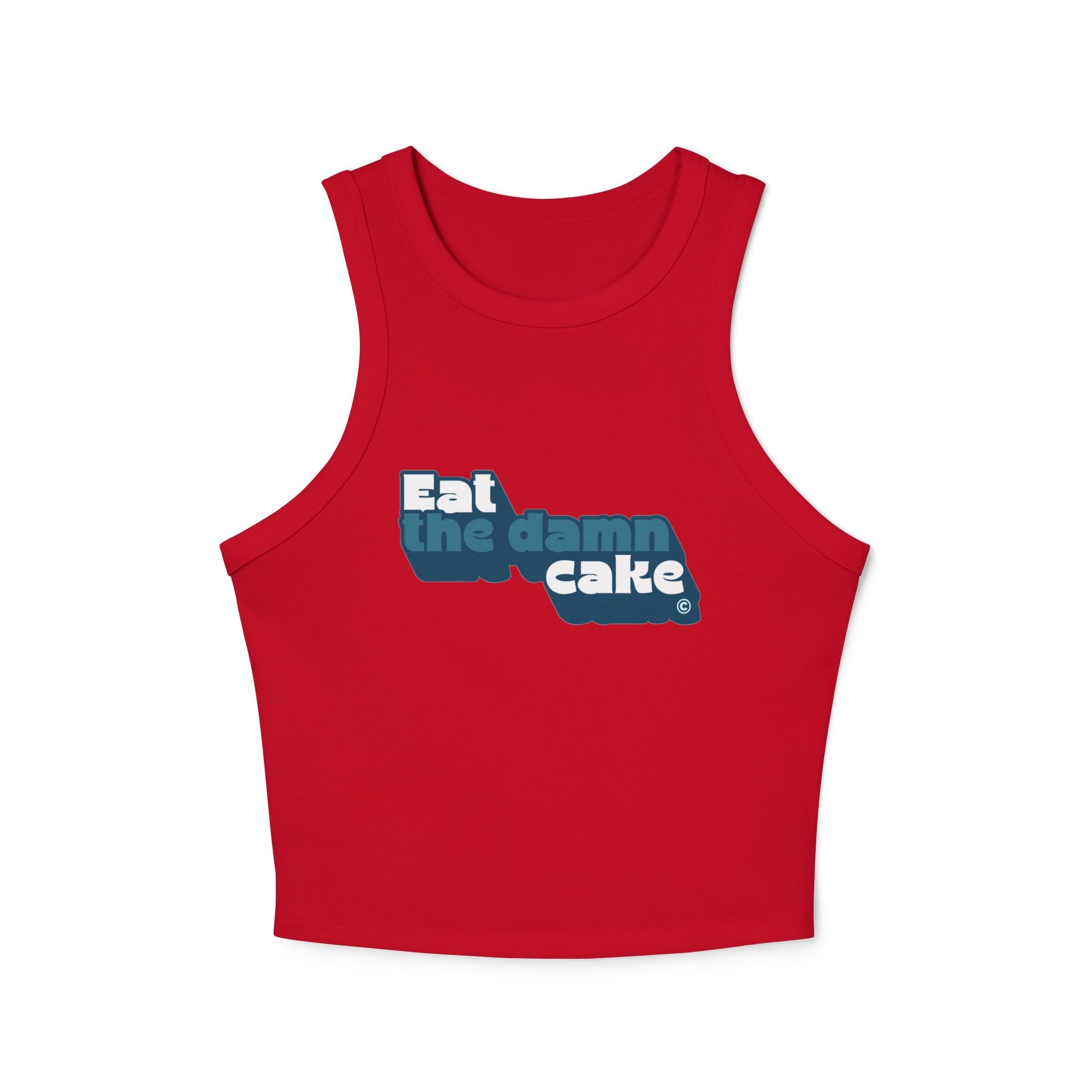 Eat the Damn Cake tank top (blue on blue)