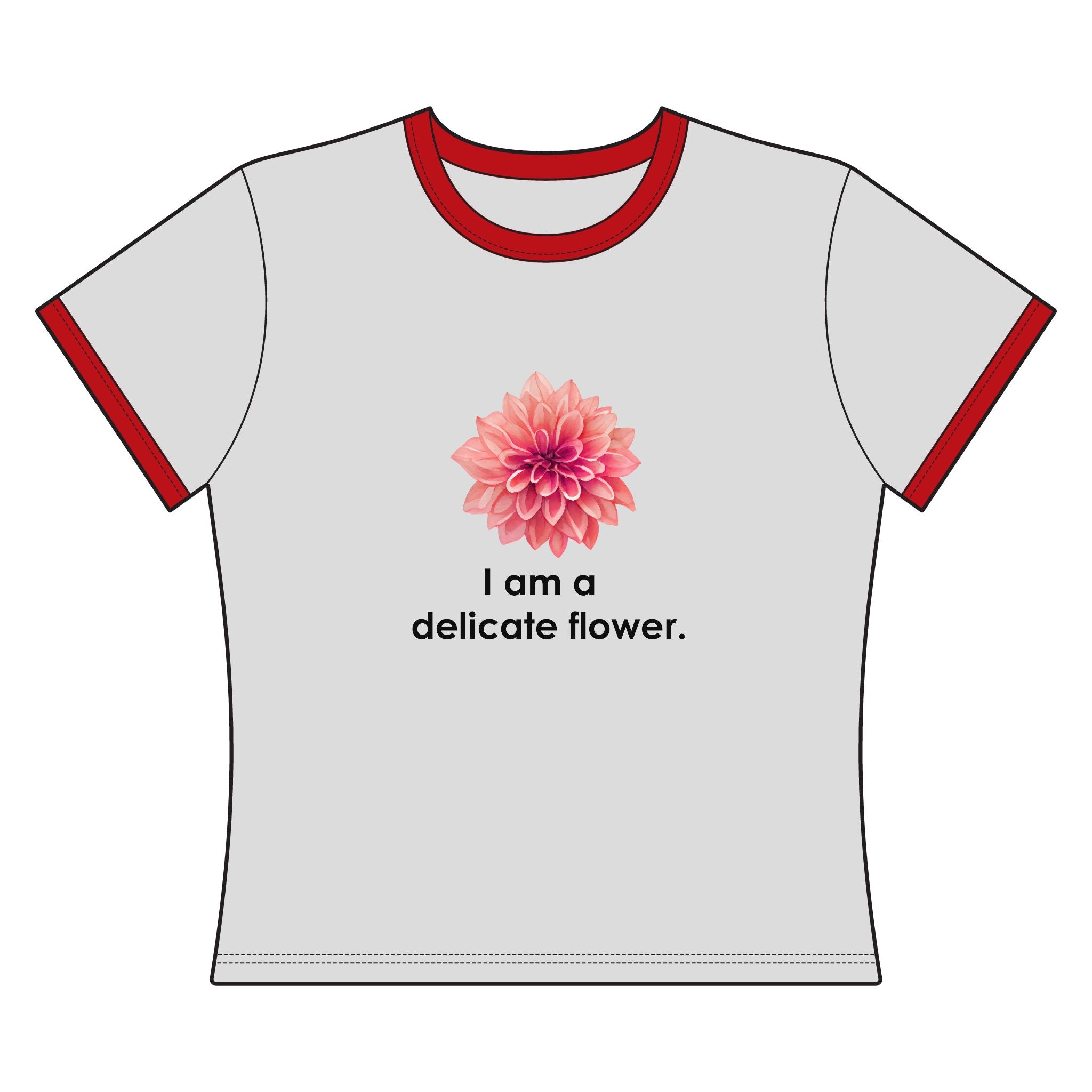 I am a delicate flower Tee | Floral Illustration Ringer Tee