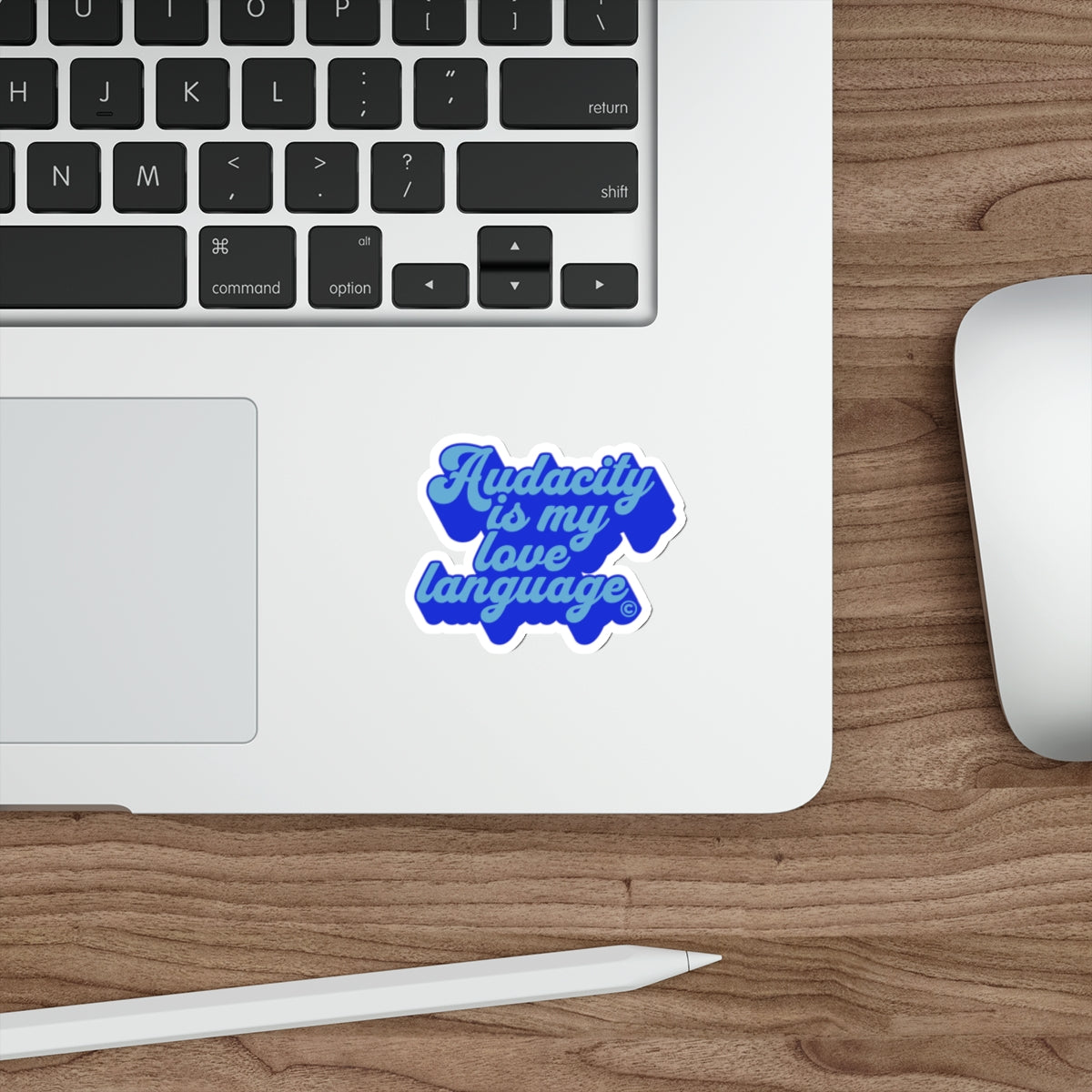Audacity Is My Love Language Die-Cut Sticker (Blue on Blue)