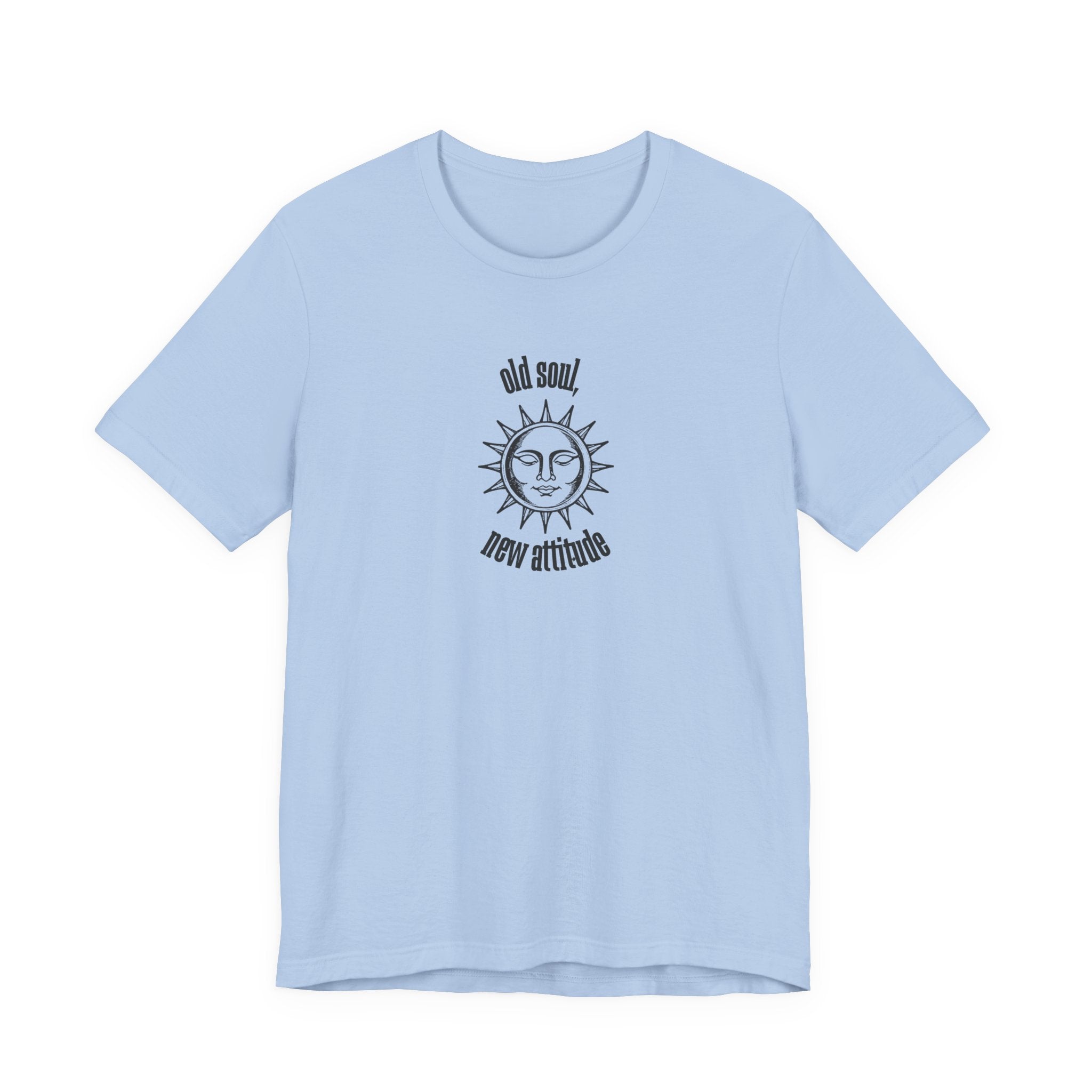 Old Soul New Attitude Shirt, Celestial Sun Graphic Tee for Women, Boho Vintage Gift, Sun Face T-Shirt, Star Moon Tee