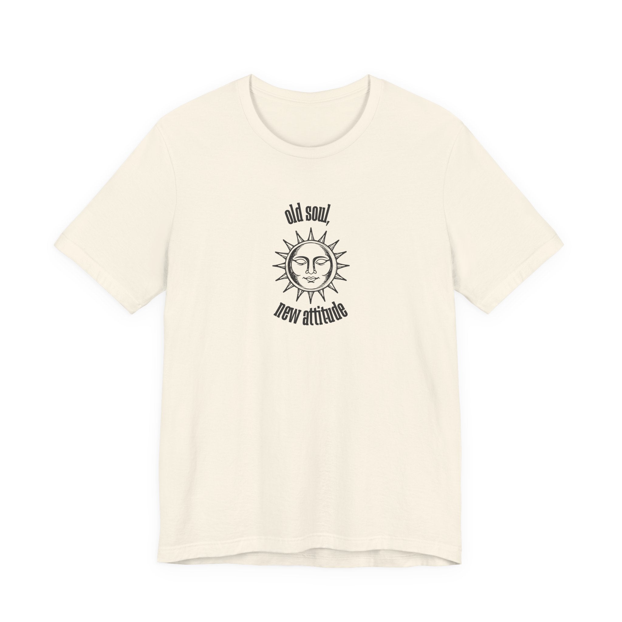 Old Soul New Attitude Shirt, Celestial Sun Graphic Tee for Women, Boho Vintage Gift, Sun Face T-Shirt, Star Moon Tee