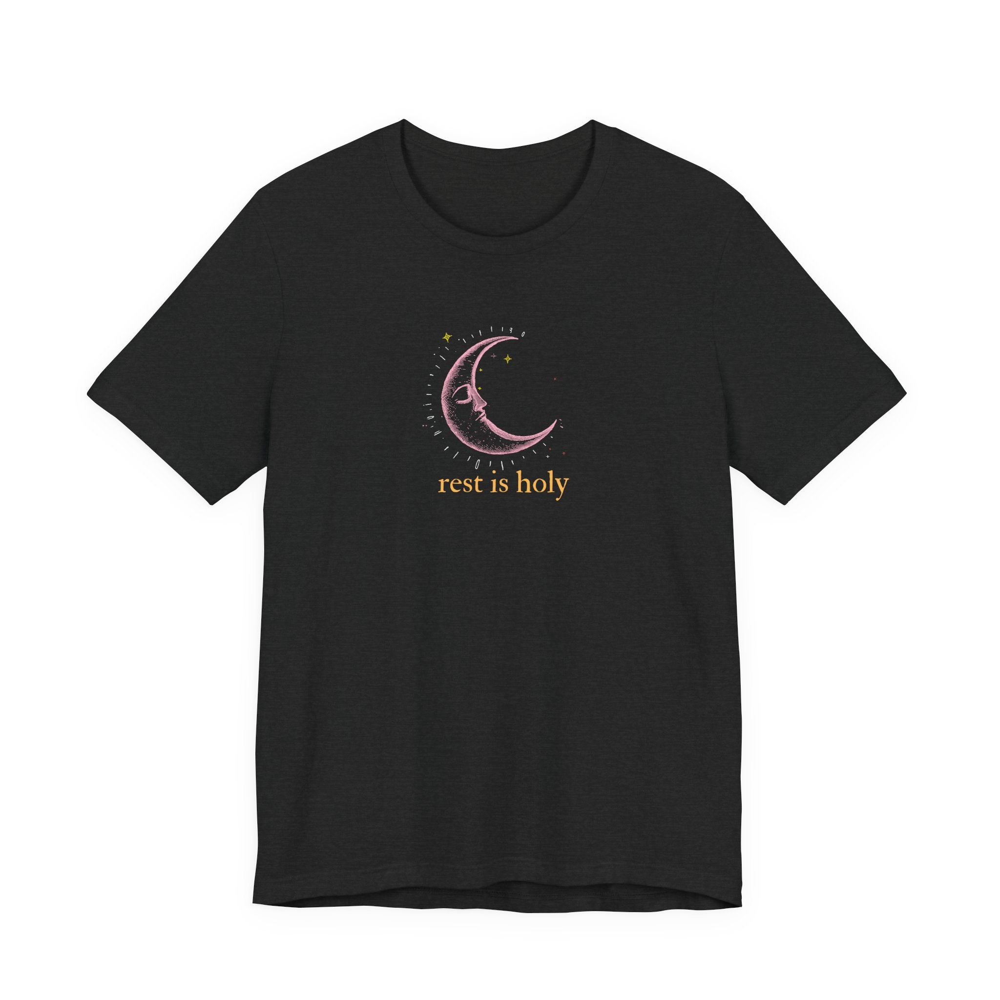 Rest Is Holy Shirt, Sleeping Moon Graphic Tee for Women, Slow Living Gift, Celestial Star T-Shirt, Cozy Rest Tee