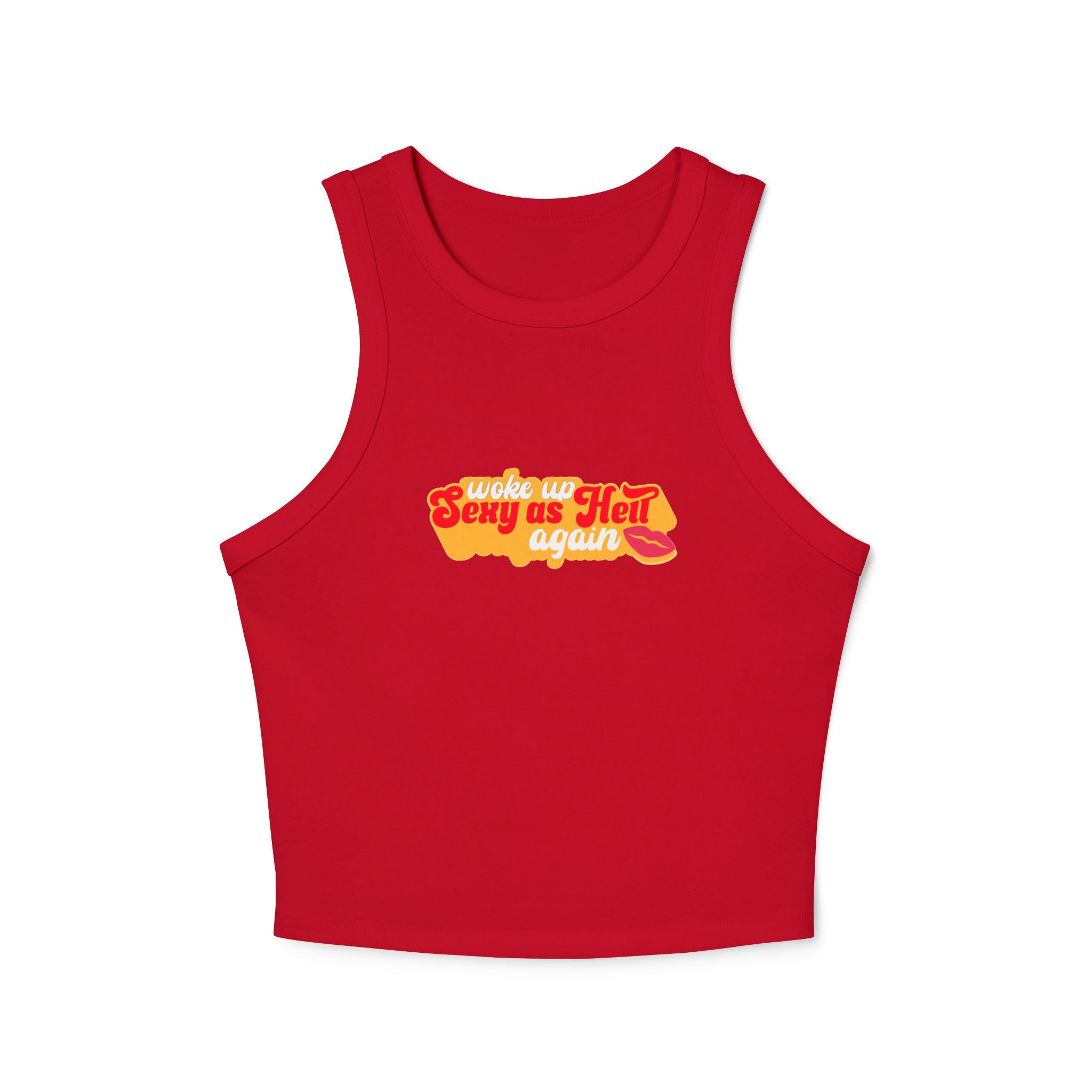 Woke Up Sexy As Hell Again Racer Tank Top (white lettering variation)