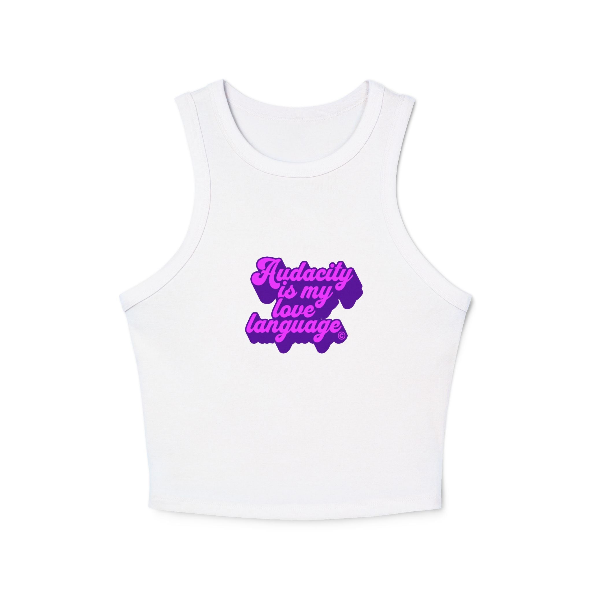 Audacity Is My Love Language Tank Top (Pink on Purple)
