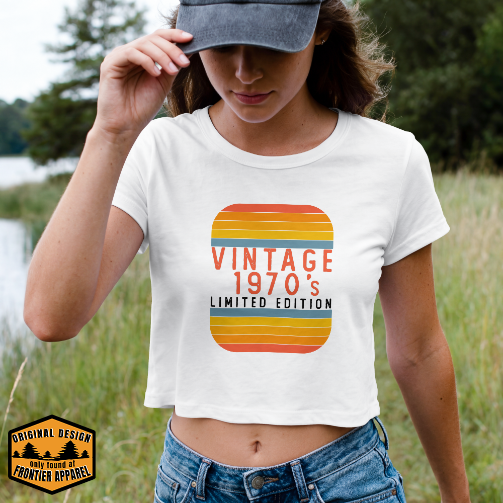 Vintage 70's (Block Font) Crop Top Tee