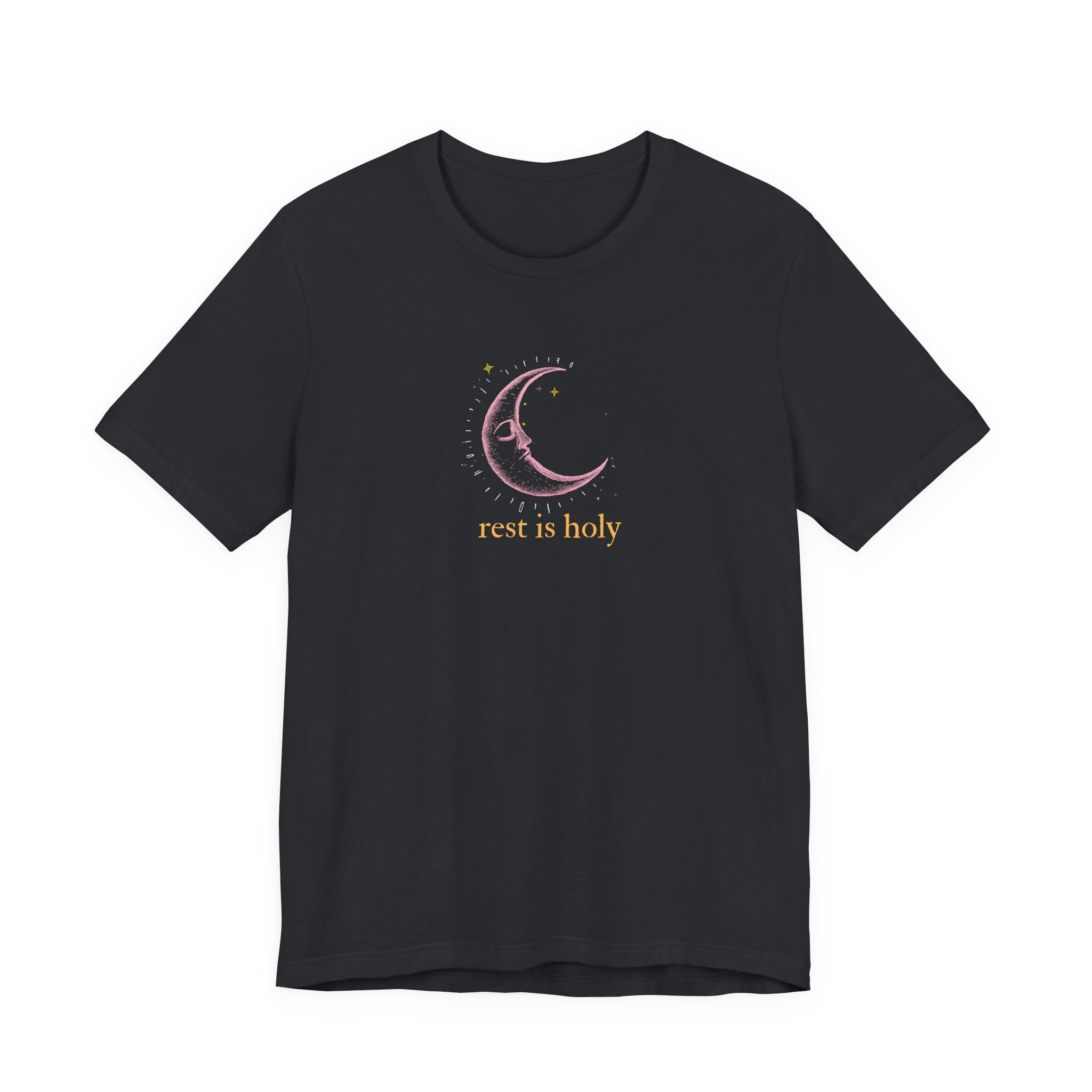 Rest Is Holy Shirt, Sleeping Moon Graphic Tee for Women, Slow Living Gift, Celestial Star T-Shirt, Cozy Rest Tee