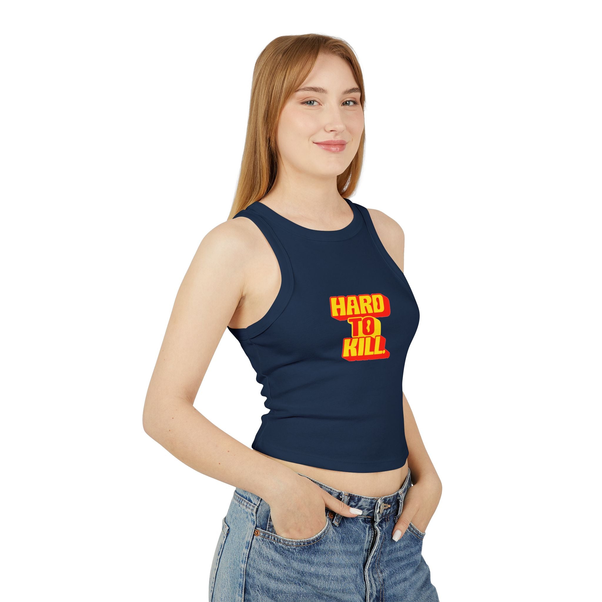 Hard To Kill graphic Tank Top (Yellow on Red)