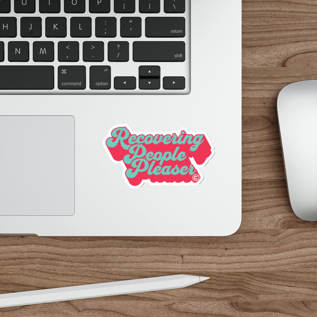 Recovering People Pleaser Die-Cut Sticker (Coral/Teal)