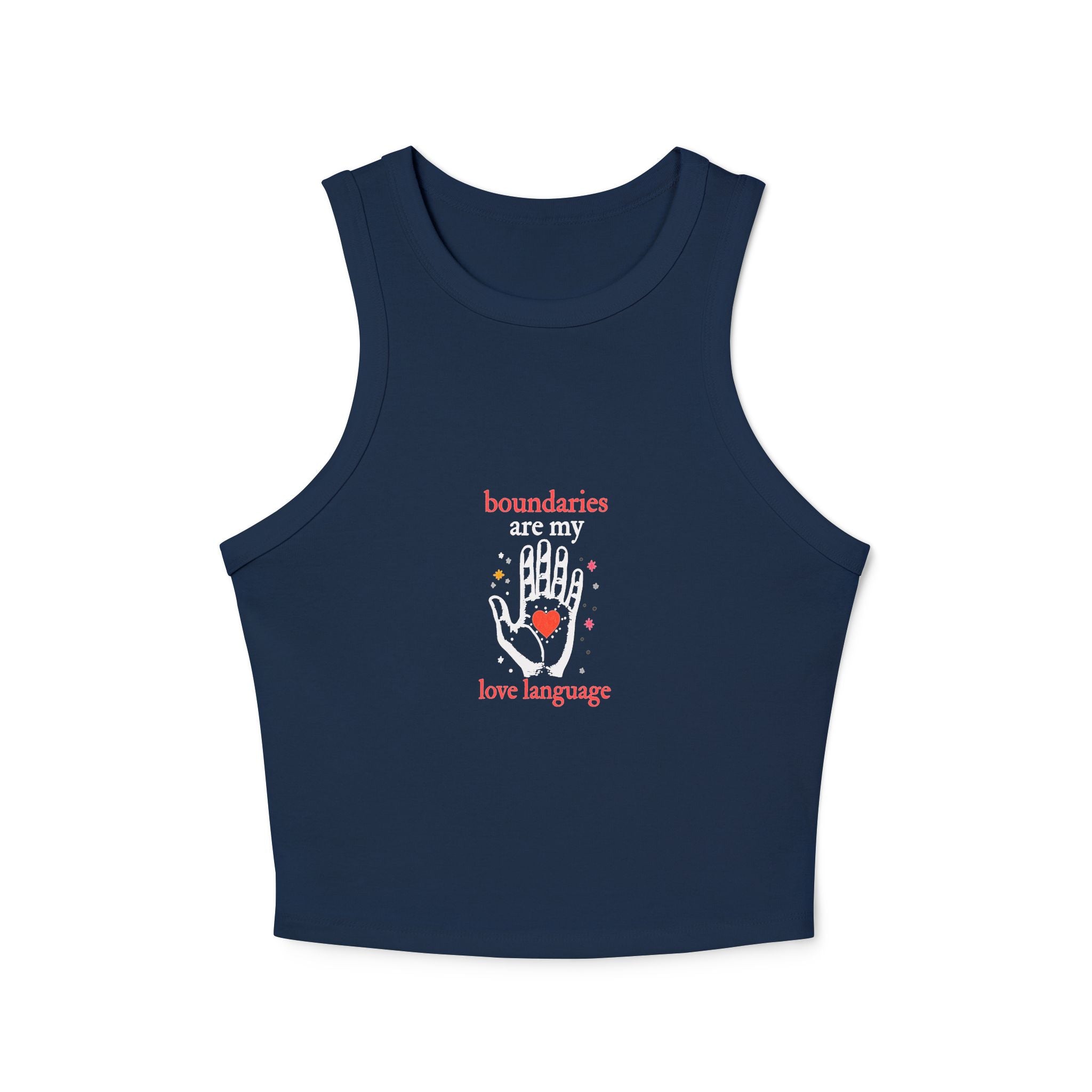 Boundaries Are My Love Language tank top | Hand graphic, heart, self care