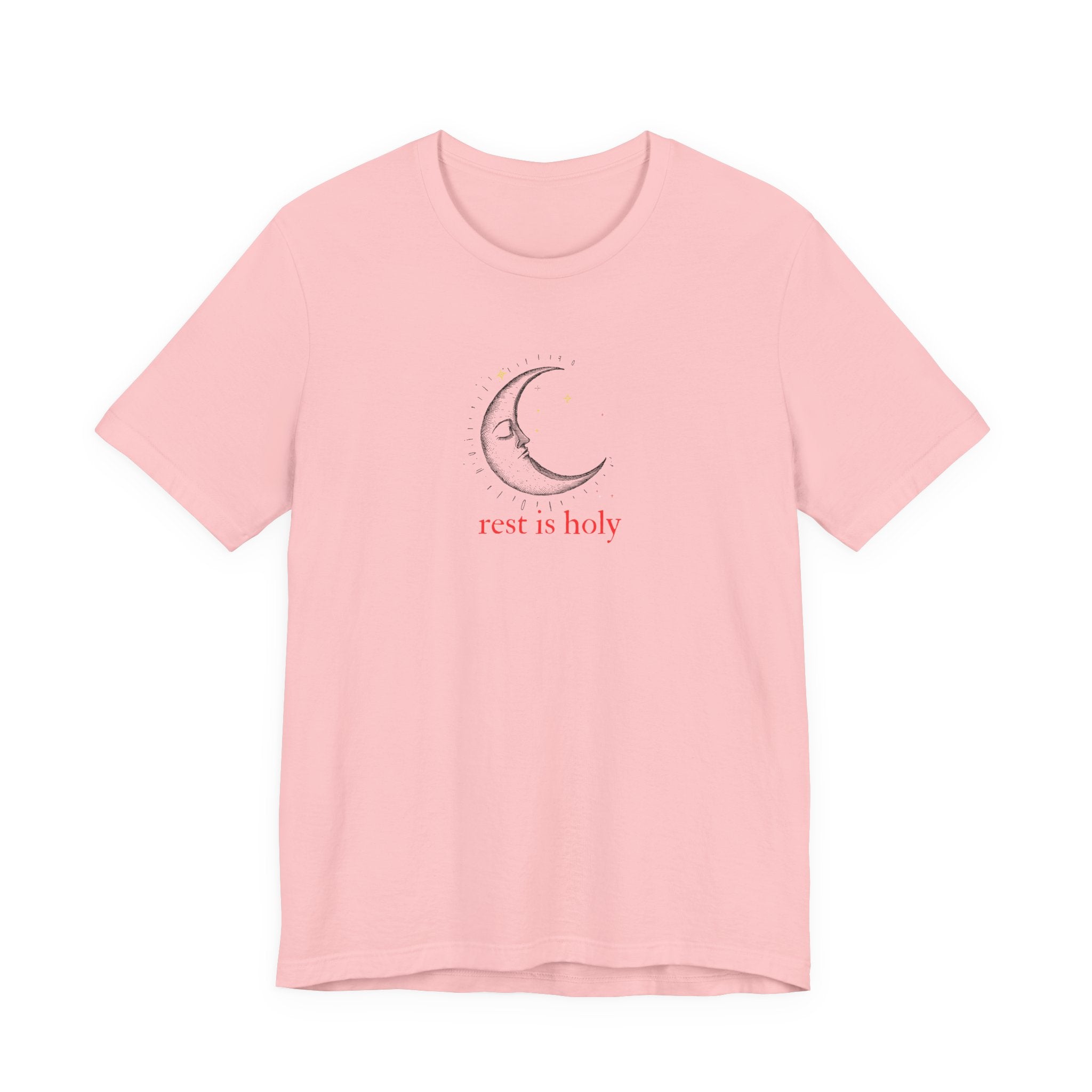Rest Is Holy Shirt, Sleeping Moon Graphic Tee for Women, Slow Living Gift, Celestial Star T-Shirt, Cozy Rest Tee
