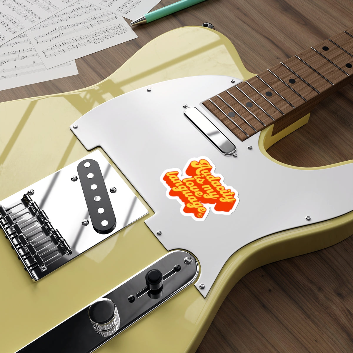 Audacity Is My Love Language Die-Cut Sticker (Bold Orange & Yellow)