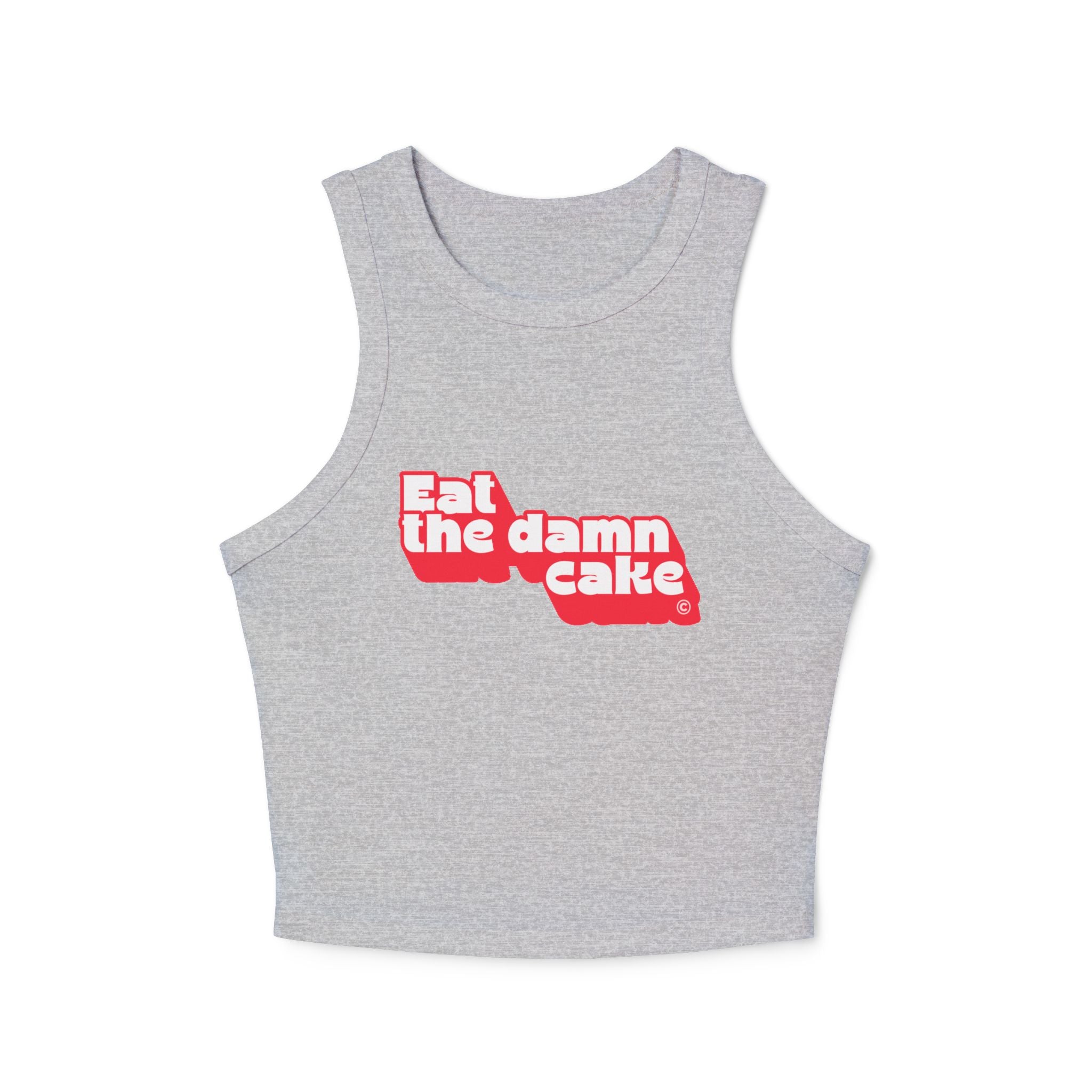 Eat the Damn Cake tank top (white on red)