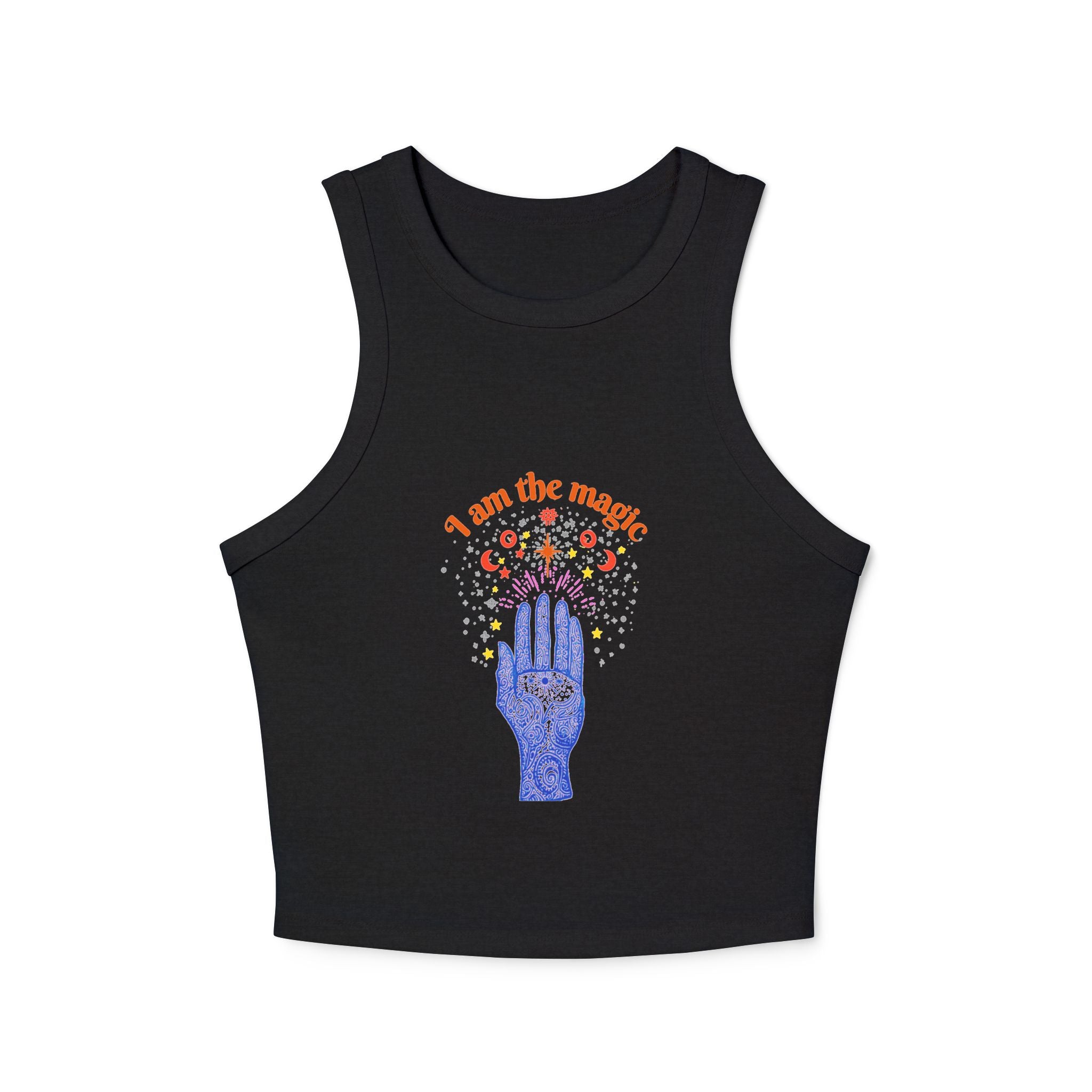 I Am The Moon hand illustration Tank Top | Floral celestial graphic
