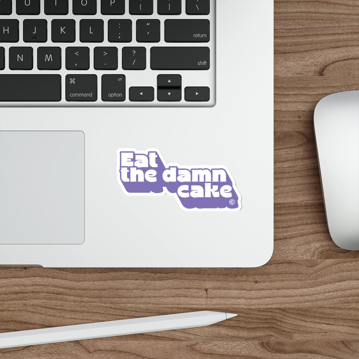 Eat the Damn Cake Bold Retro Script Die-Cut Sticker (Purple)