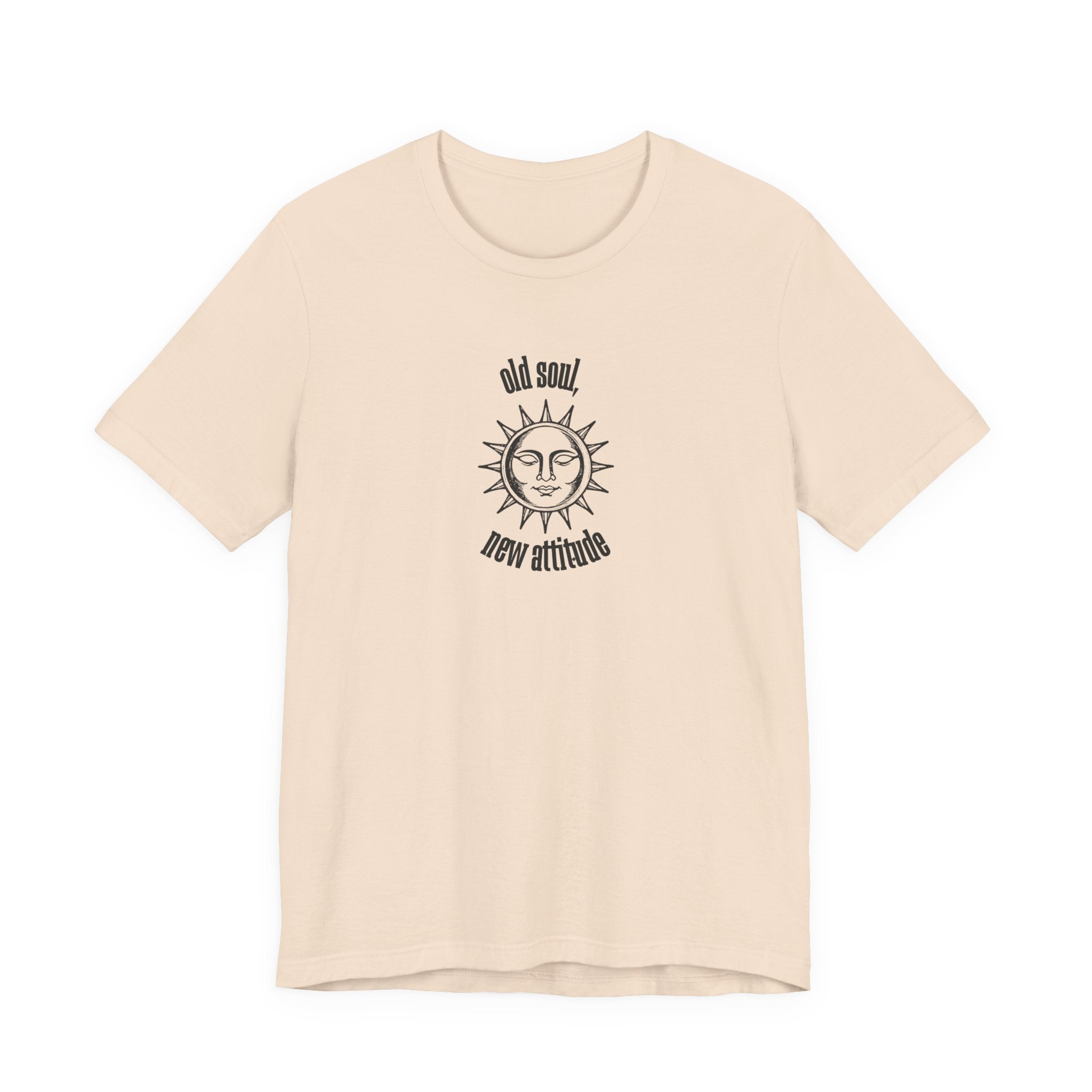 Old Soul New Attitude Shirt, Celestial Sun Graphic Tee for Women, Boho Vintage Gift, Sun Face T-Shirt, Star Moon Tee