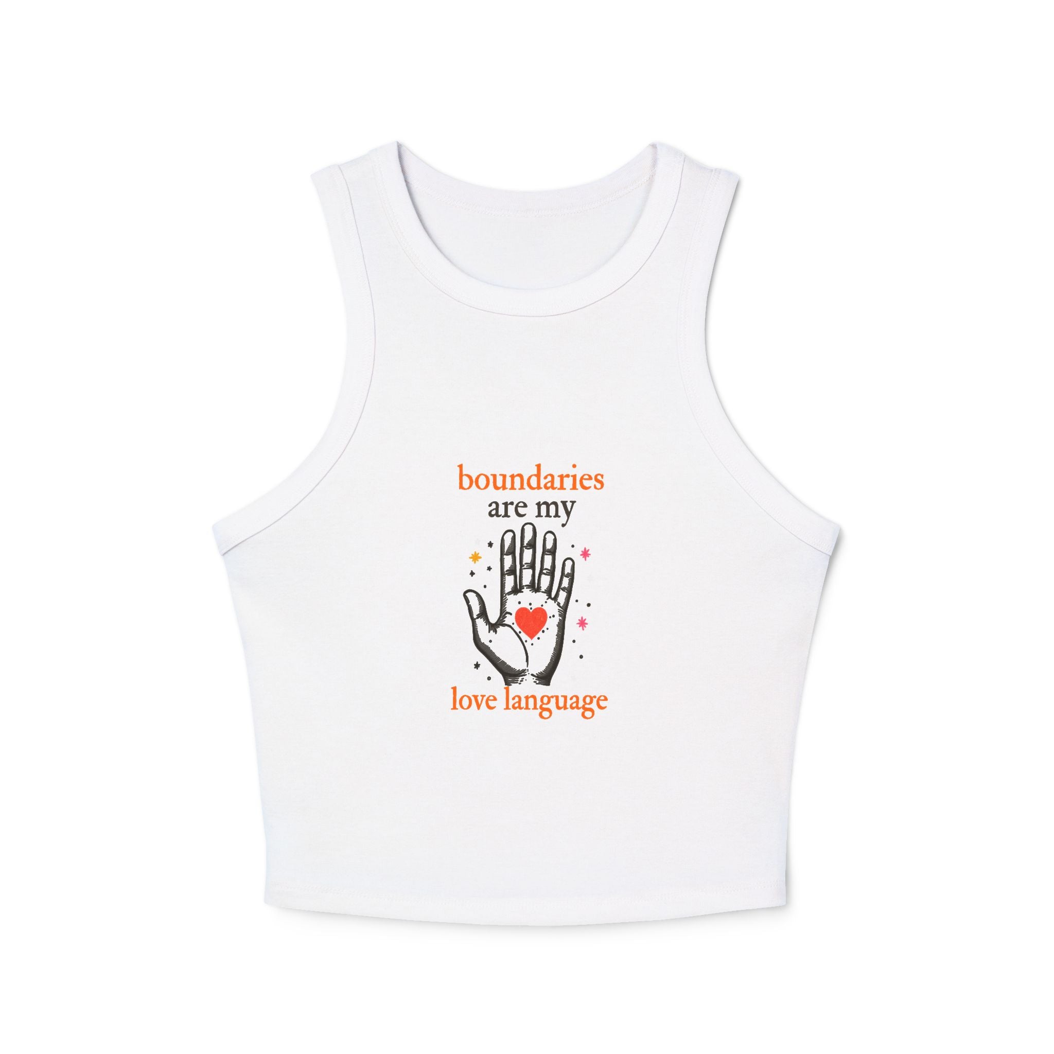Boundaries Are My Love Language tank top | Hand graphic, heart, self care