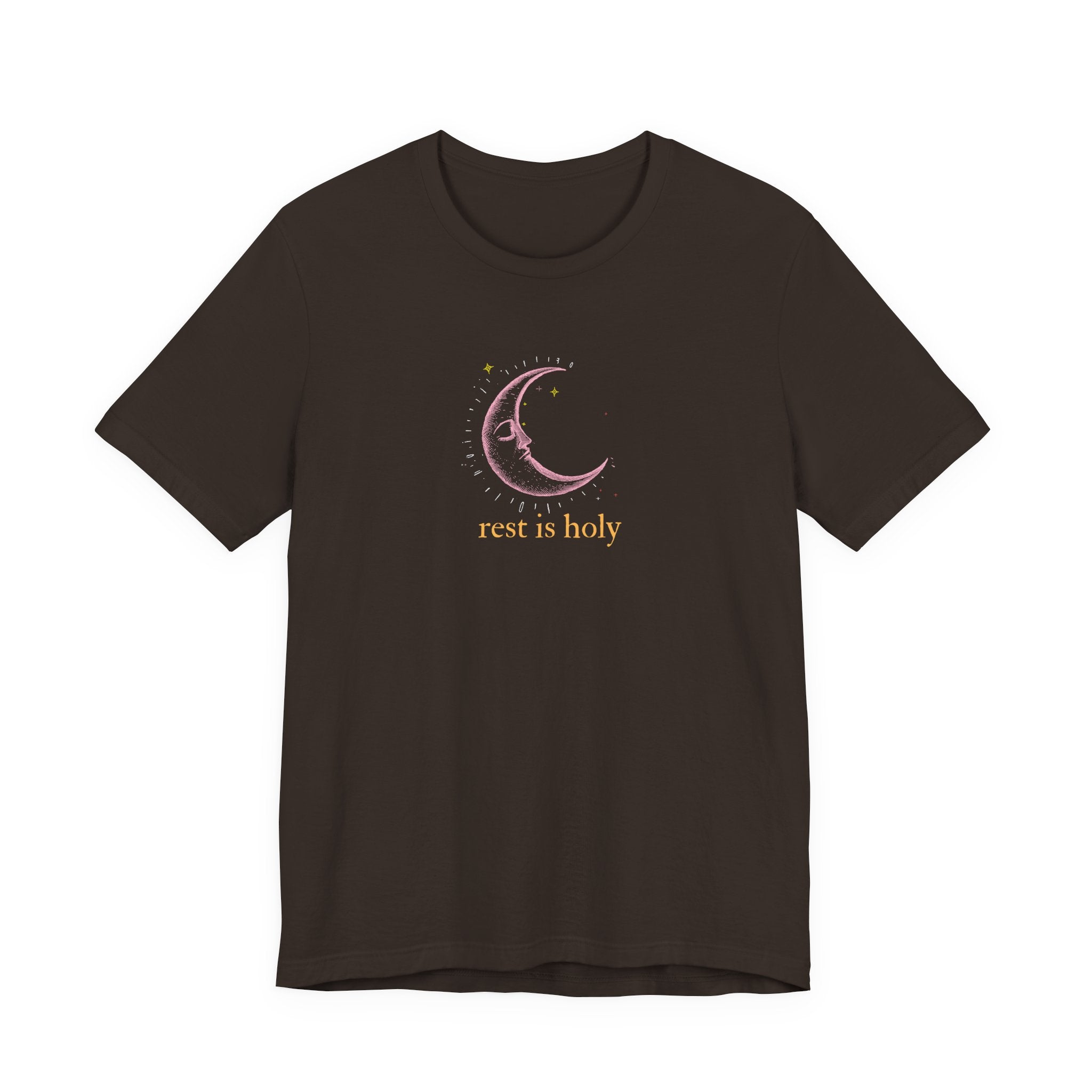 Rest Is Holy Shirt, Sleeping Moon Graphic Tee for Women, Slow Living Gift, Celestial Star T-Shirt, Cozy Rest Tee