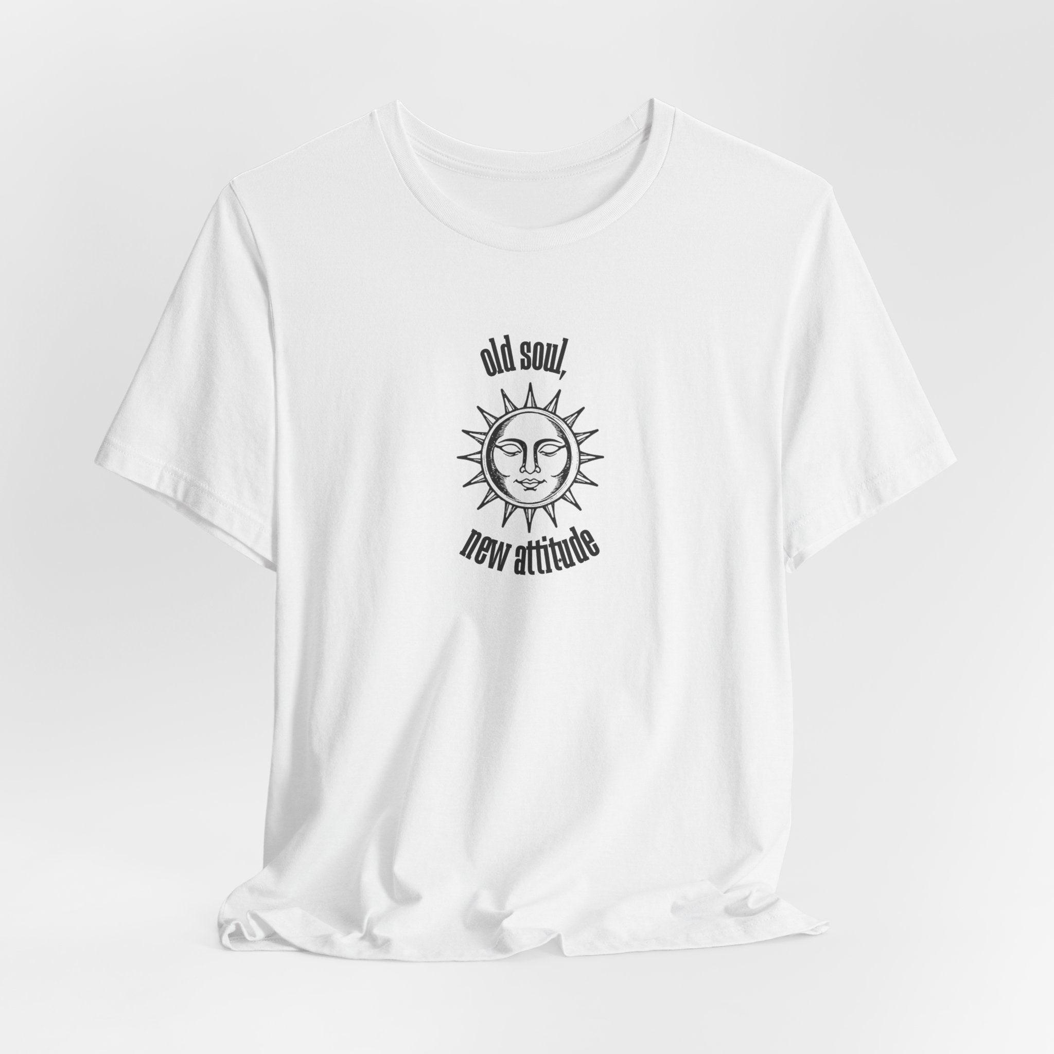 Old Soul New Attitude Shirt, Celestial Sun Graphic Tee for Women, Boho Vintage Gift, Sun Face T-Shirt, Star Moon Tee