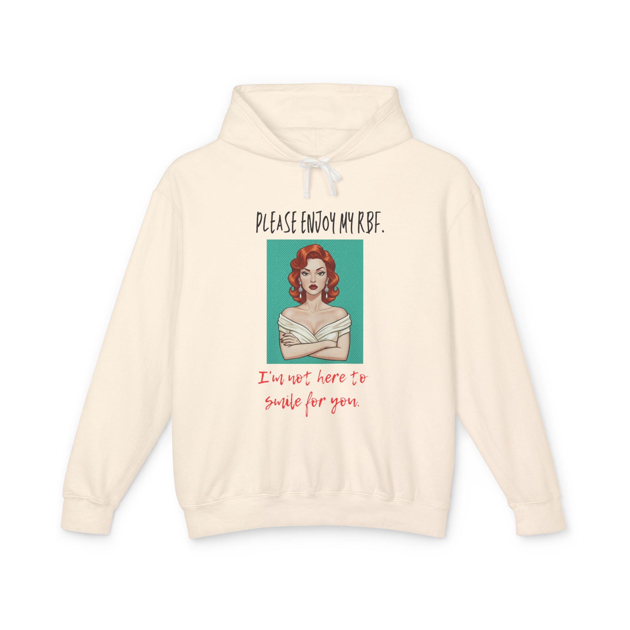 I'm Not Here To Smile For You Hoodie, Sassy RBF Pop Art Sweatshirt Women, Funny Resting Face Gift for Her, Retro Hooded Sweatshirt