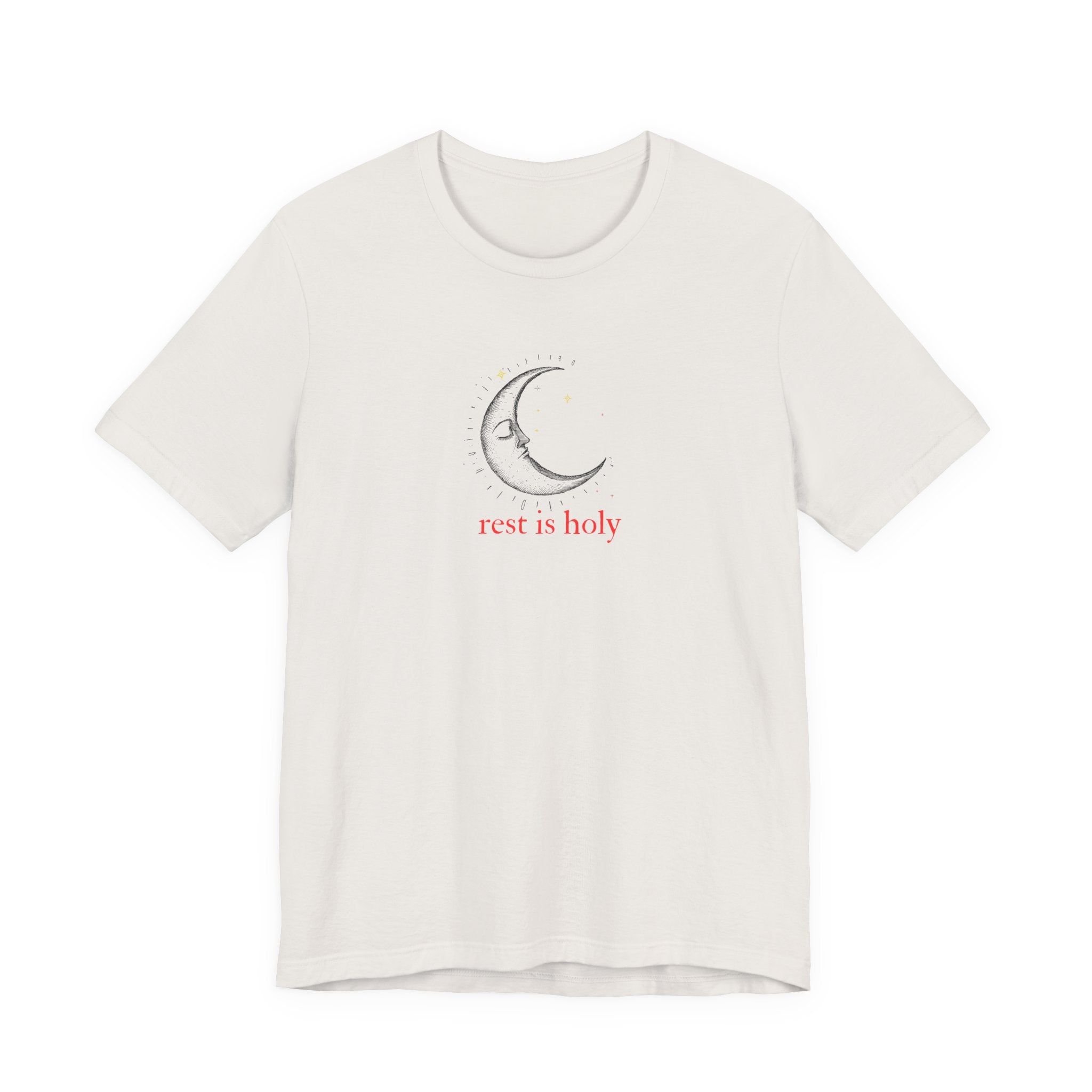 Rest Is Holy Shirt, Sleeping Moon Graphic Tee for Women, Slow Living Gift, Celestial Star T-Shirt, Cozy Rest Tee