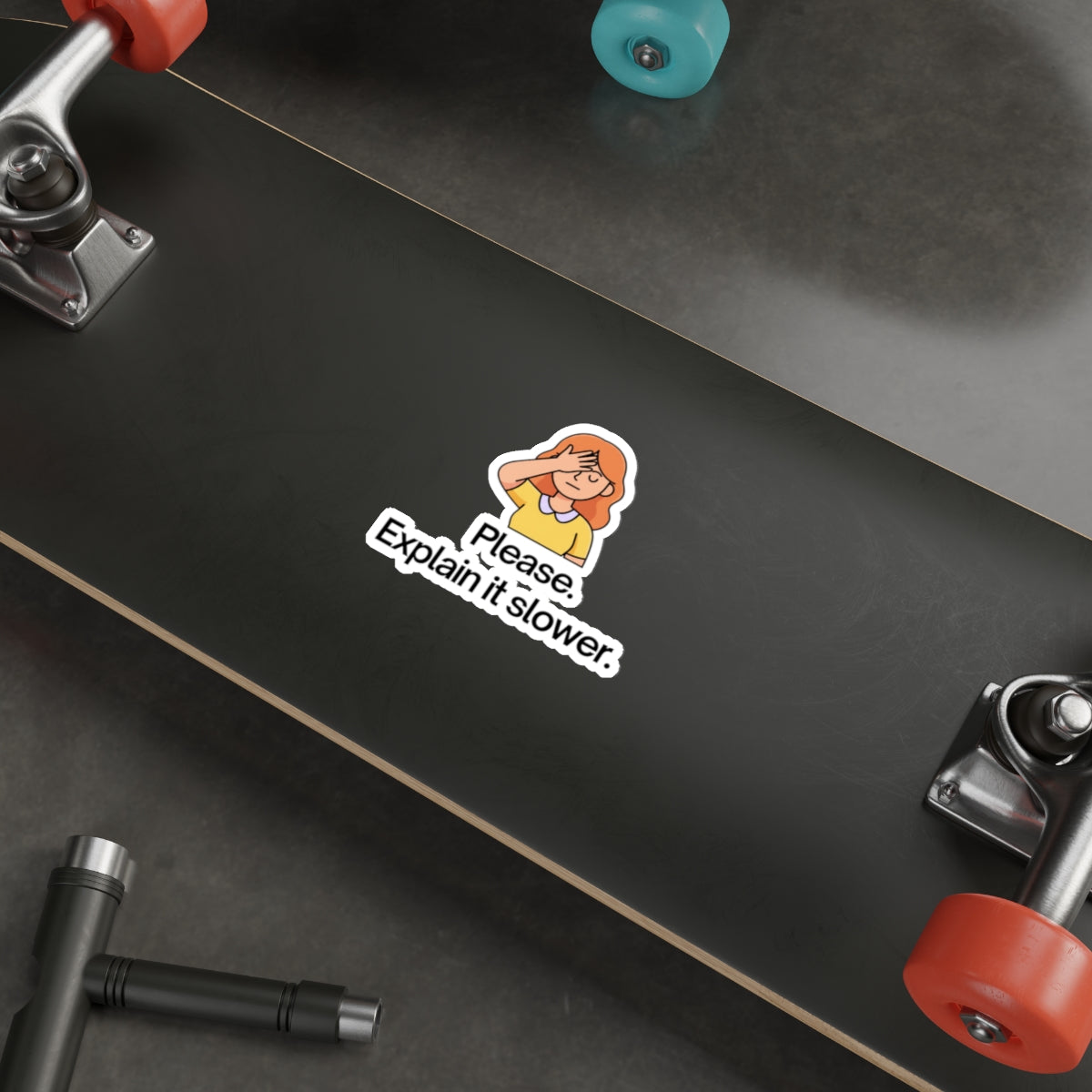 Please. Explain it slower. Cute Facepalm Cartoon Laptop Decal Die-Cut Sticker