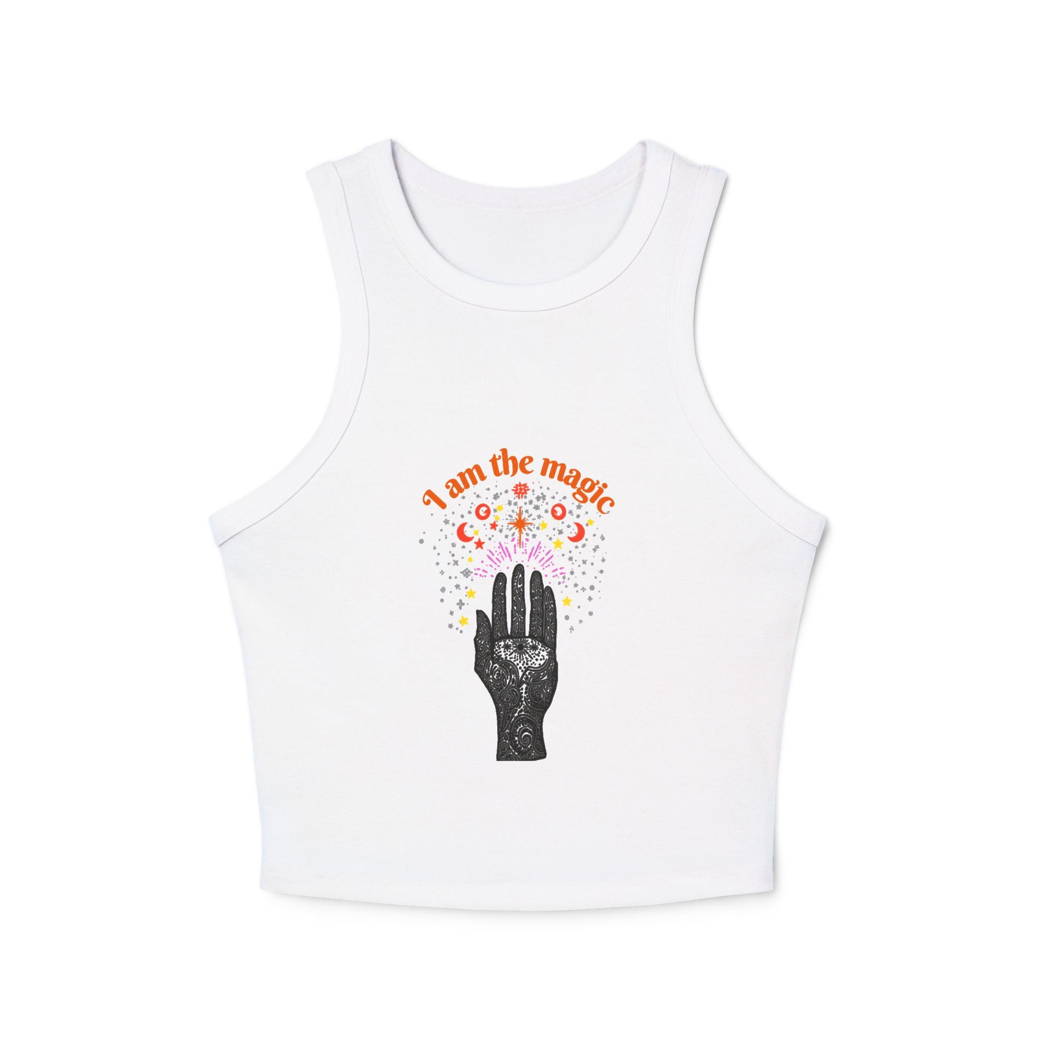 I Am The Moon hand illustration Tank Top | Floral celestial graphic