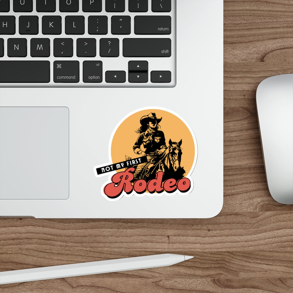 Not My First Rodeo Cowboy Sticker — Retro Western Die-Cut Sticker