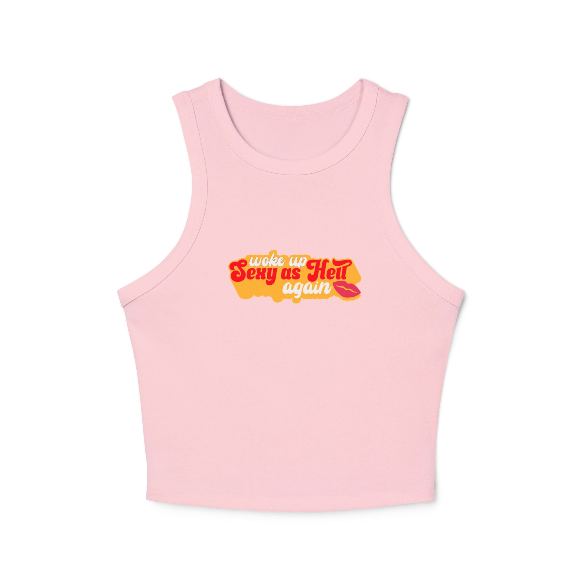 Woke Up Sexy As Hell Again Racer Tank Top (white lettering variation)