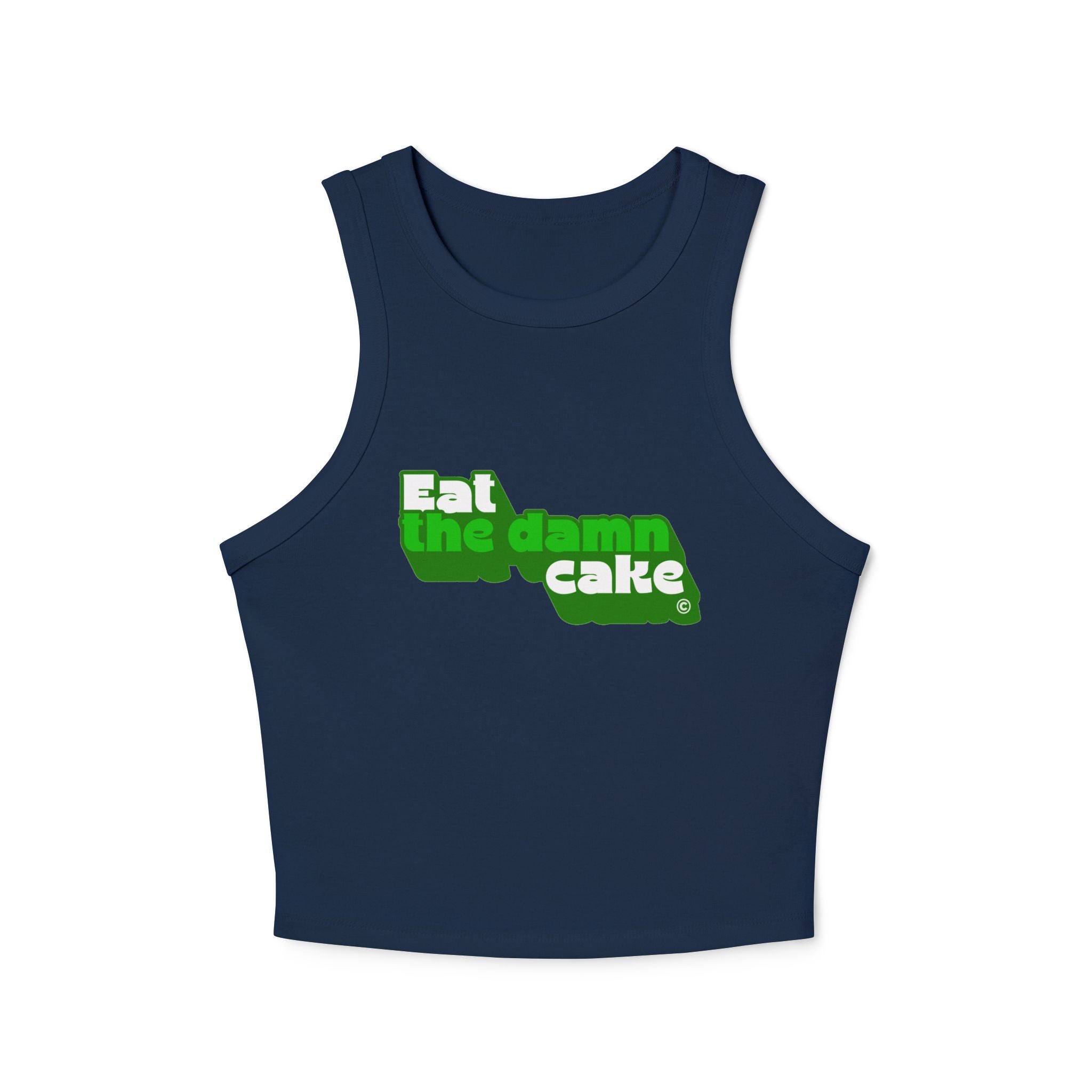 Eat the Damn Cake tank top (green on green)