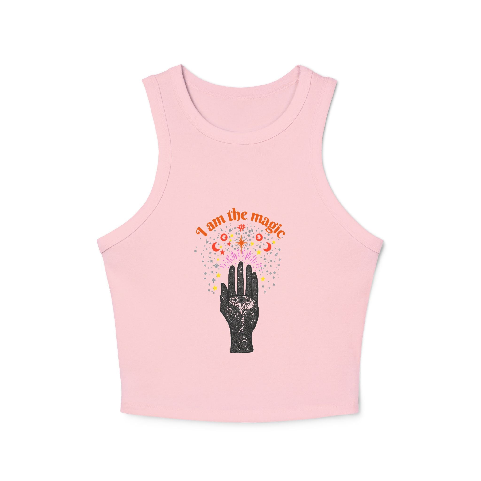 I Am The Moon hand illustration Tank Top | Floral celestial graphic
