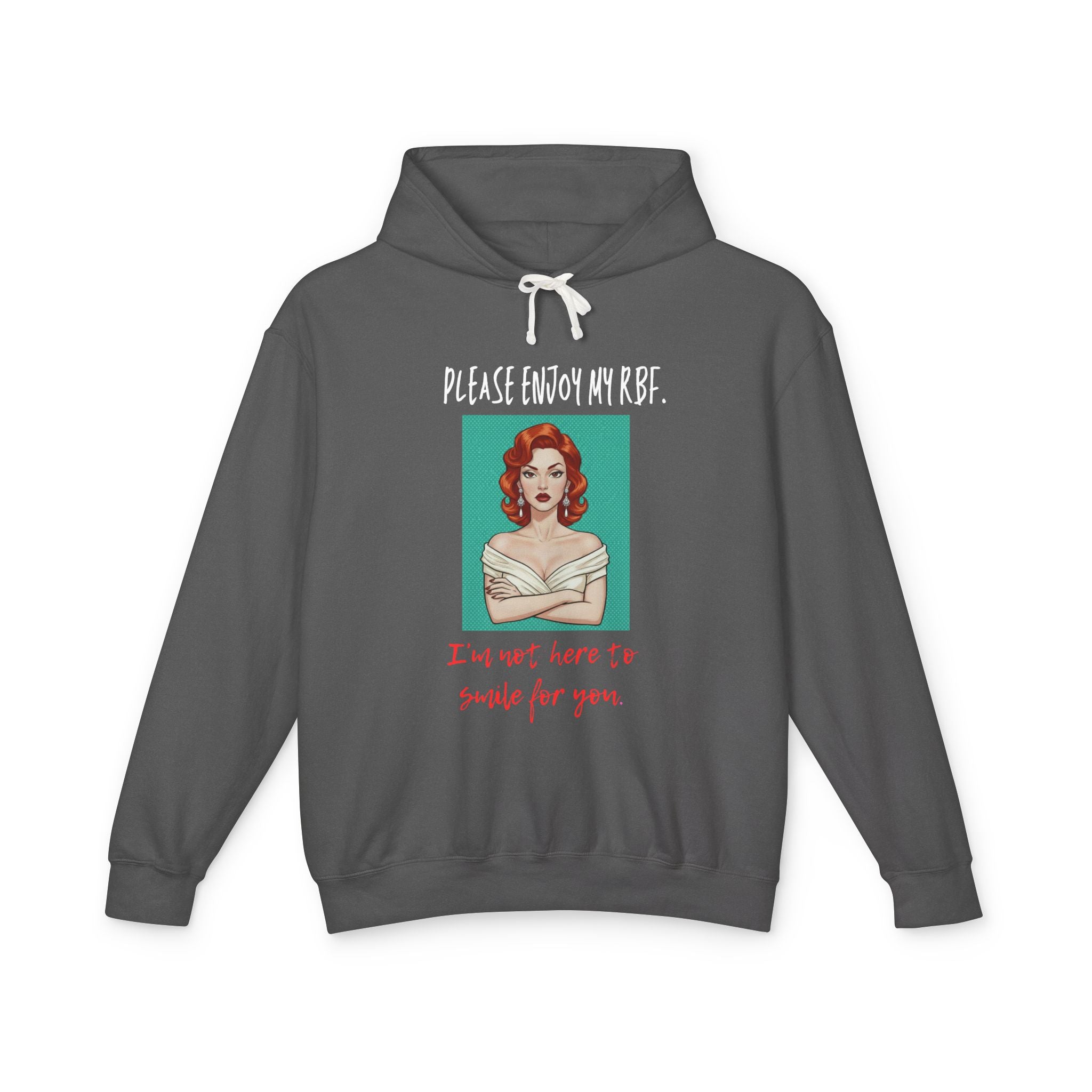 I'm Not Here To Smile For You Hoodie, Sassy RBF Pop Art Sweatshirt Women, Funny Resting Face Gift for Her, Retro Hooded Sweatshirt