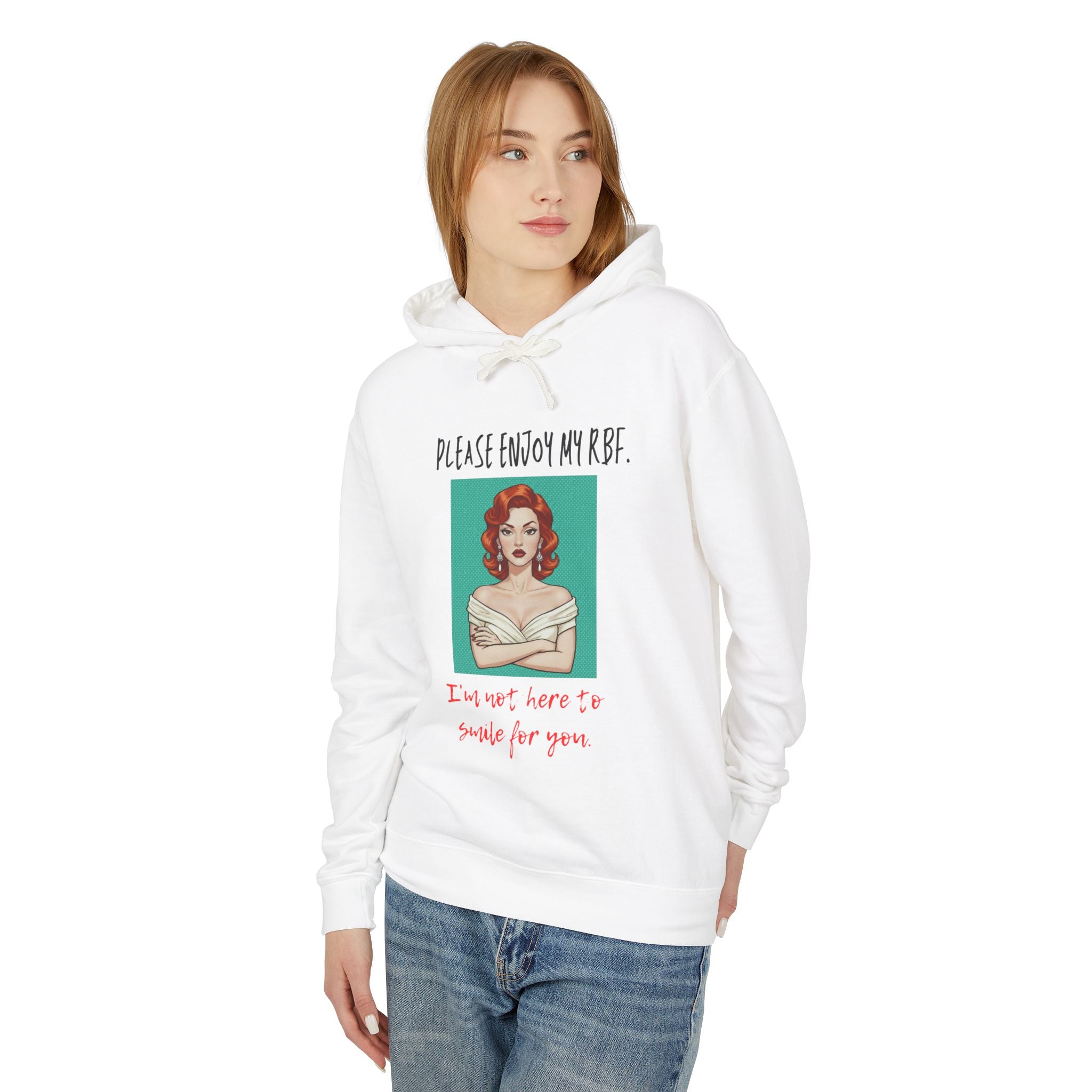 I'm Not Here To Smile For You Hoodie, Sassy RBF Pop Art Sweatshirt Women, Funny Resting Face Gift for Her, Retro Hooded Sweatshirt
