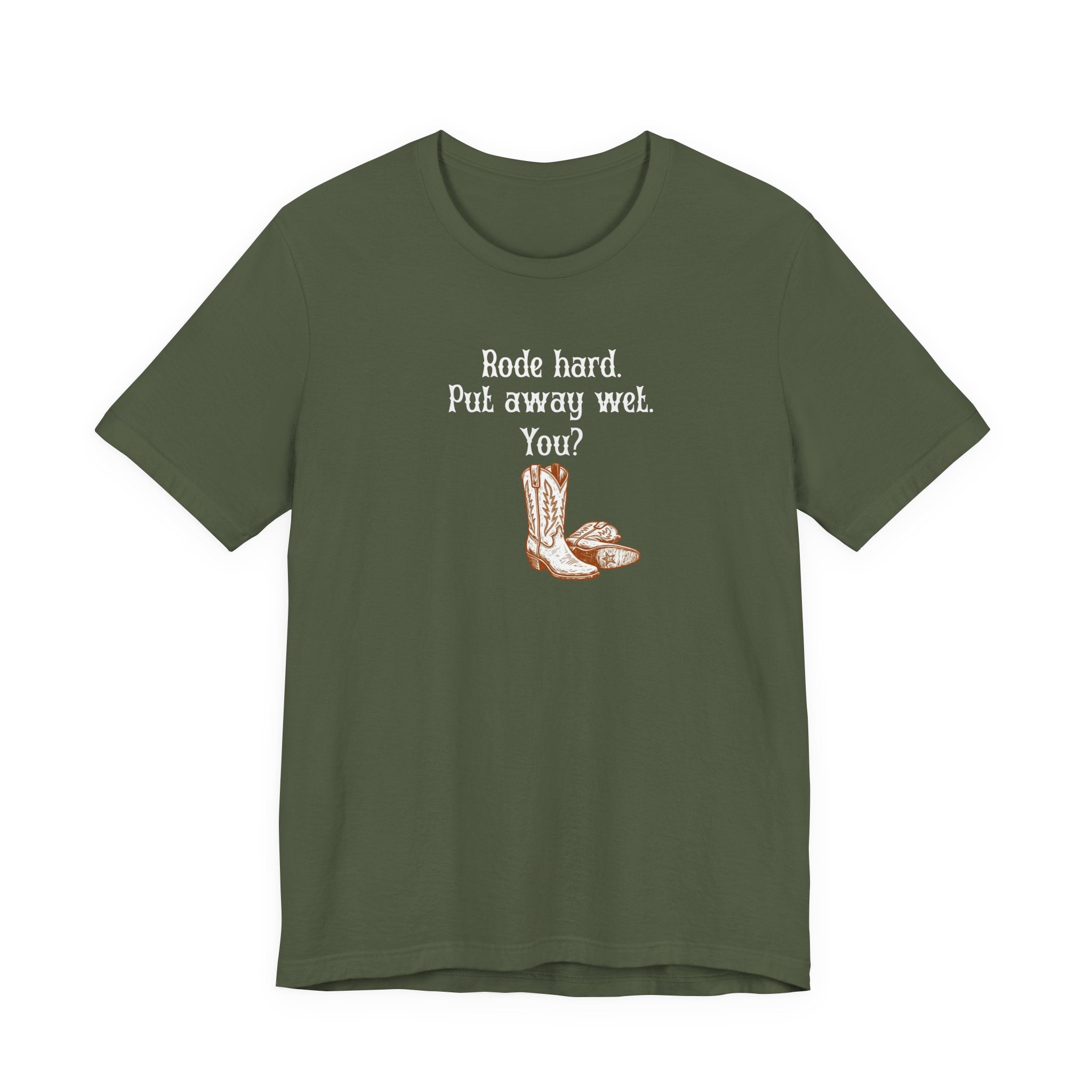 Rode Hard Put Away Wet Shirt, Funny Western Cowgirl Tee Women, Rodeo Gift for Her, Sassy Country T-Shirt, Boots Tee